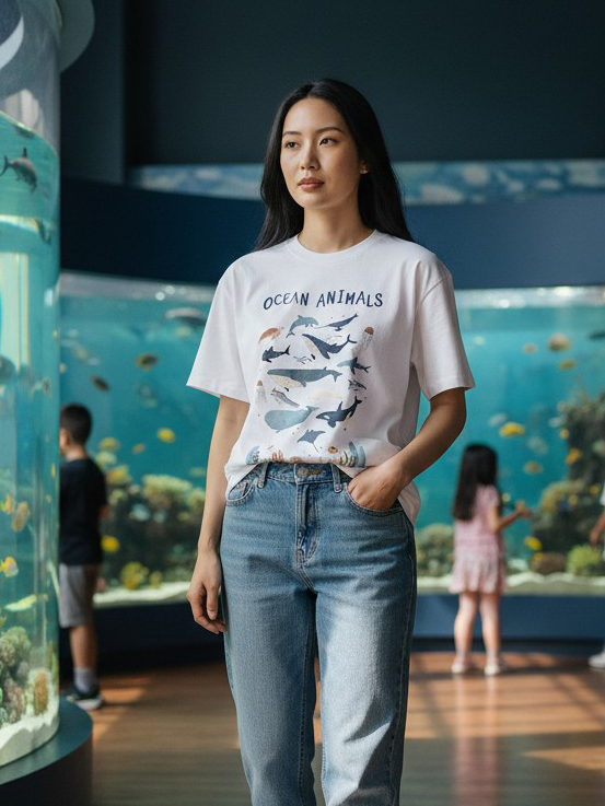 Ocean Animals 插畫海洋動物印花棉T