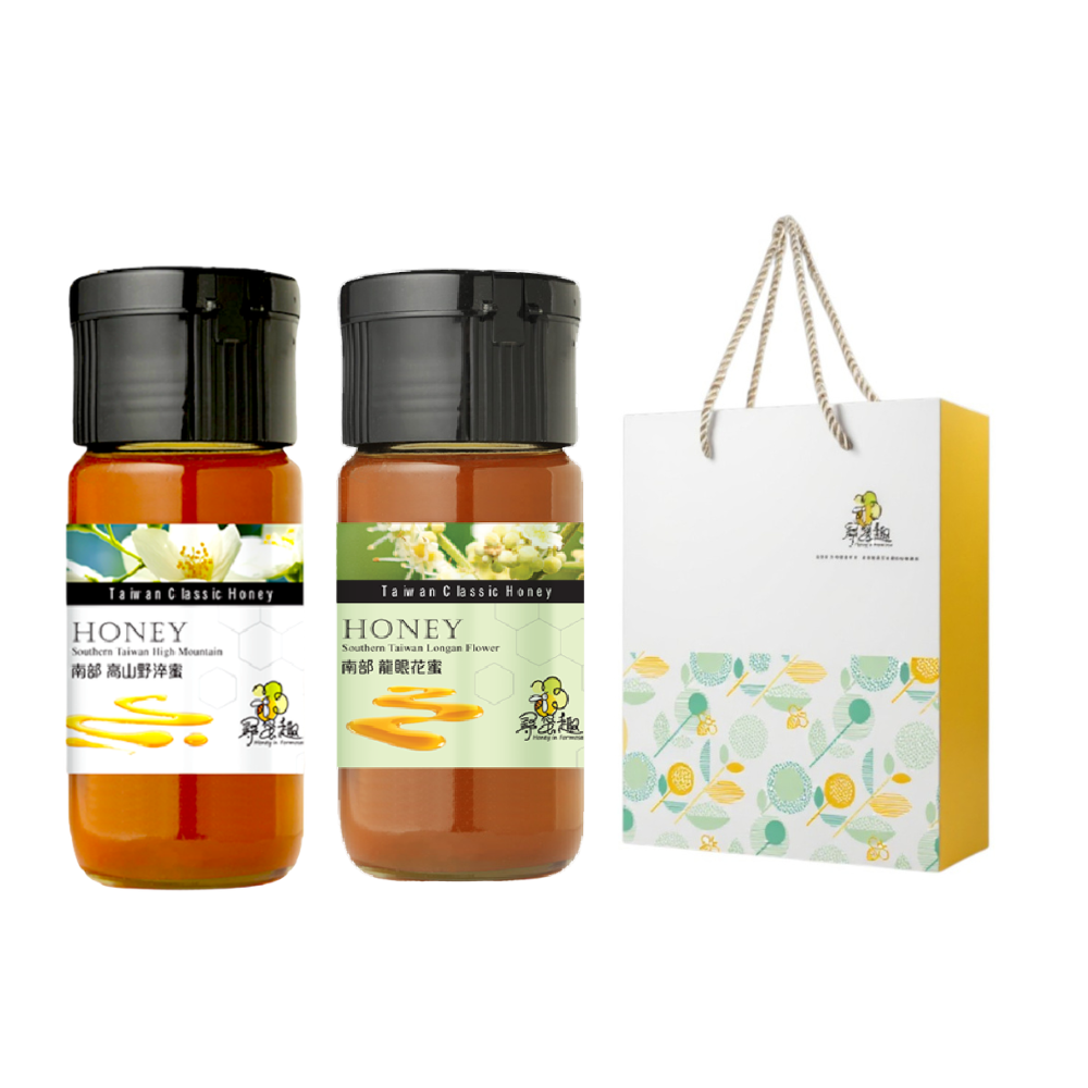 台灣南部經典蜂蜜禮袋700gX2入組 龍眼/荔枝/野淬