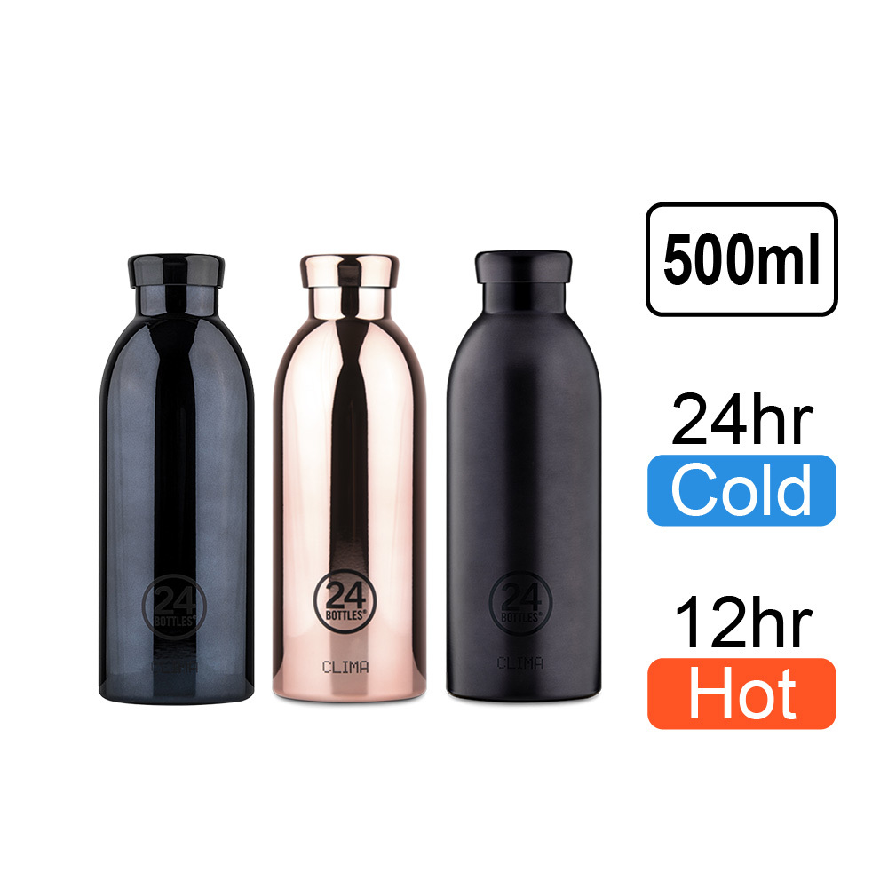 義大利 24Bottles 不鏽鋼雙層保溫瓶 500ml / 金閃閃系列