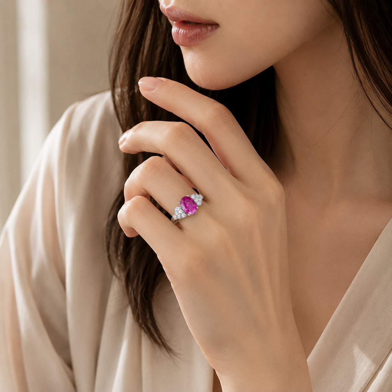Pink Diamond Elegance | Pink Topaz Luxury Ring