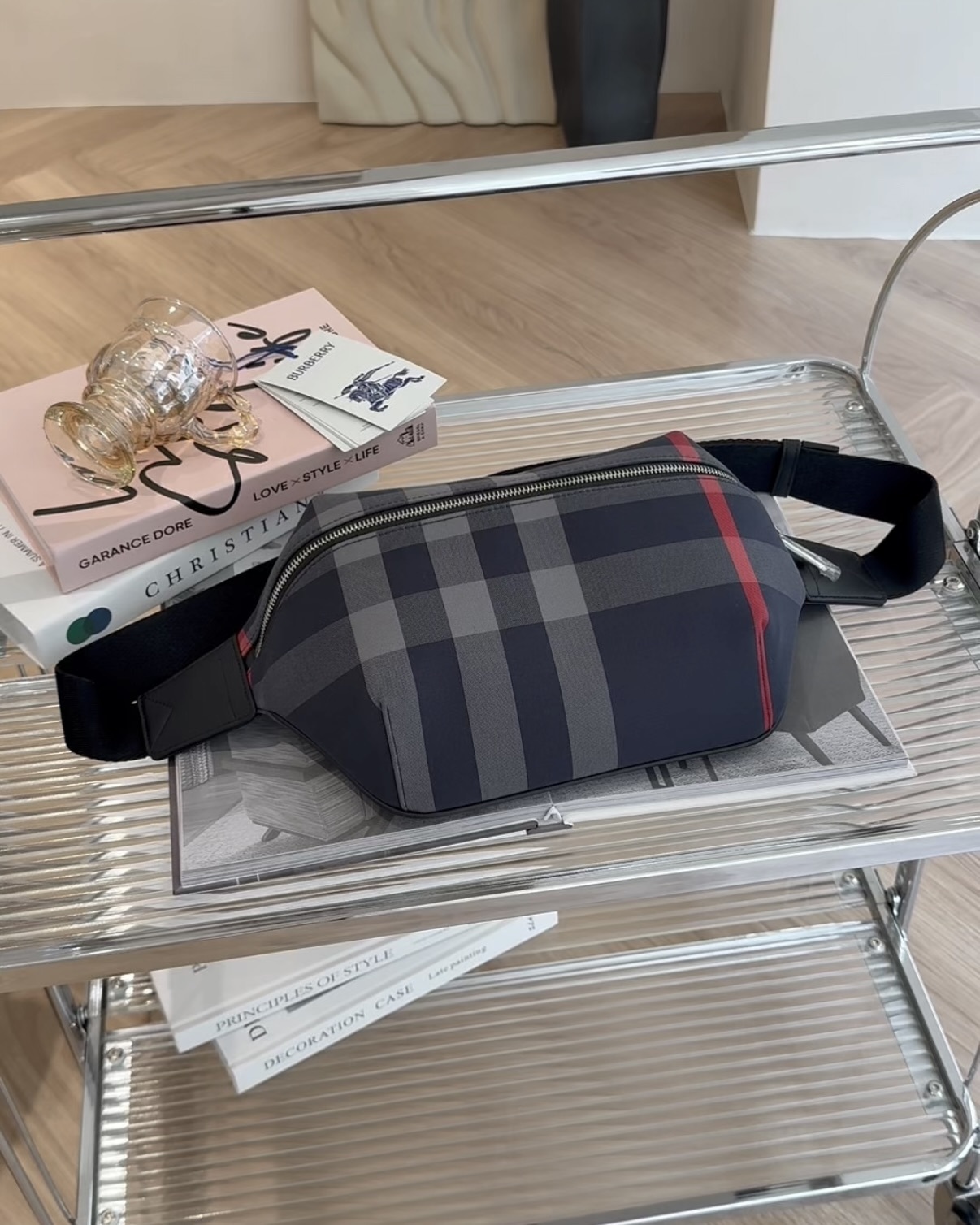 BURBERRY｜SONNY 經典格紋腰包 藍色