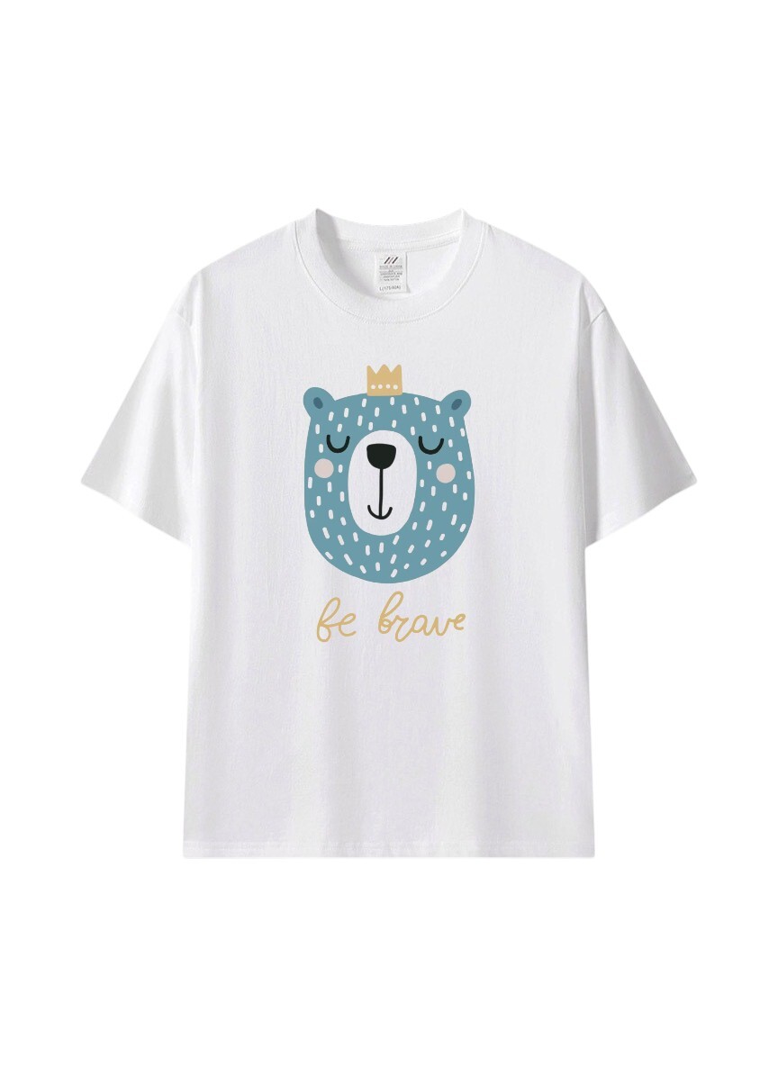 韓系小熊印花T恤｜Be Brave 療癒系短袖上衣。