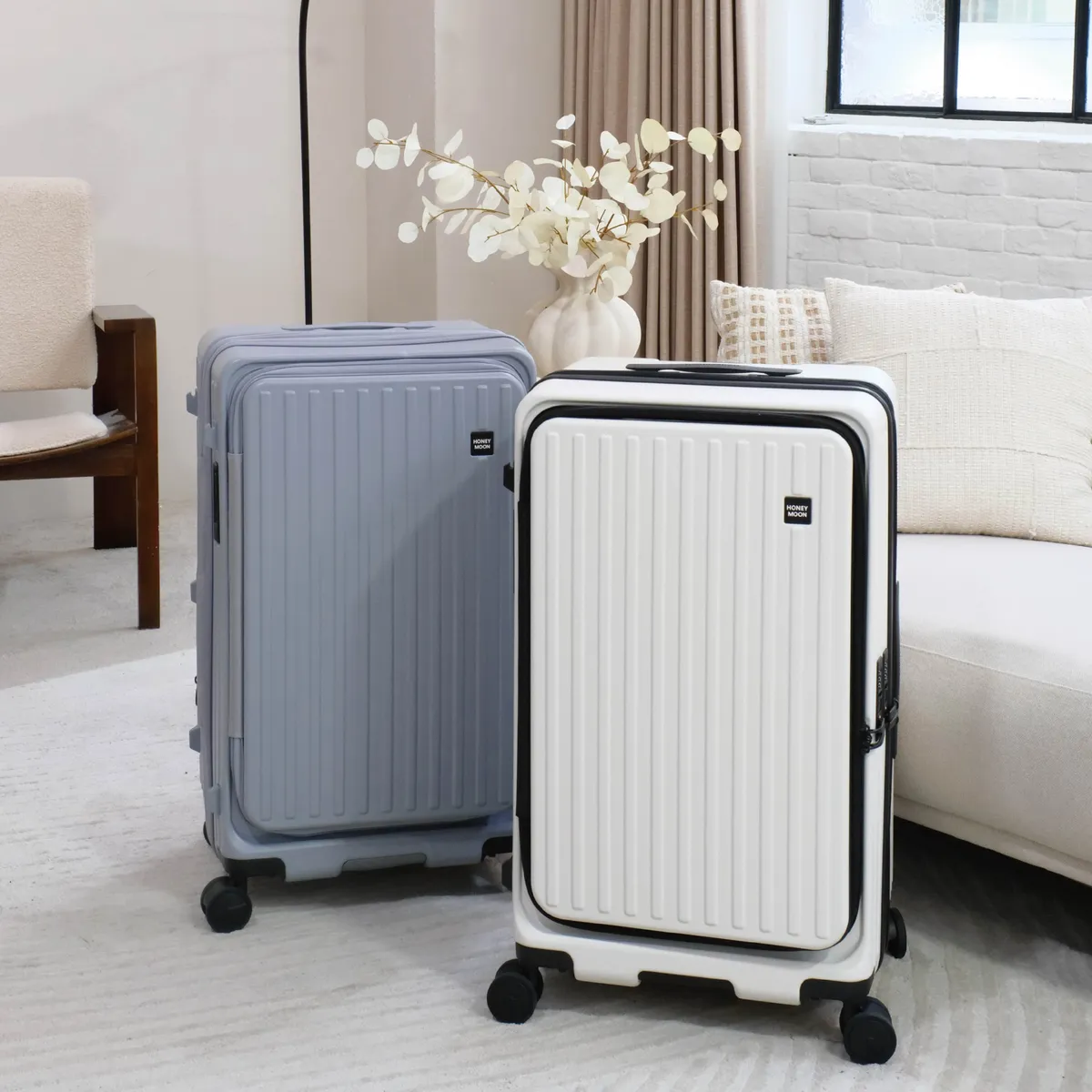 Honeymoon 前開式煞車多功能旅行箱 PRO 29吋 行李箱 前開式 雙開式 靜音滾輪 煞車