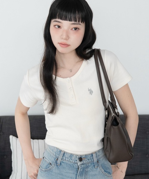 日本🇯🇵連線 U.S. POLO ASSN. x WEGO 刺繡亨利領短袖T恤 刺繡 短袖 簡約 T恤 休閒 4色(任買兩件711免運)/預購