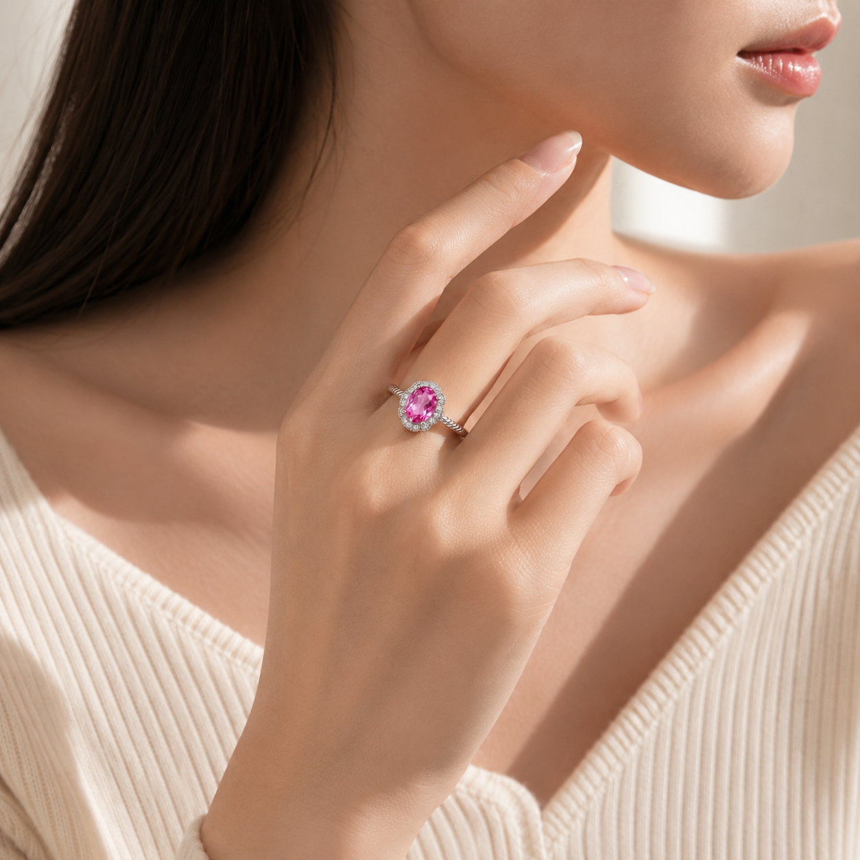 Sakura Love Glow | Pink Topaz Cocktail Ring