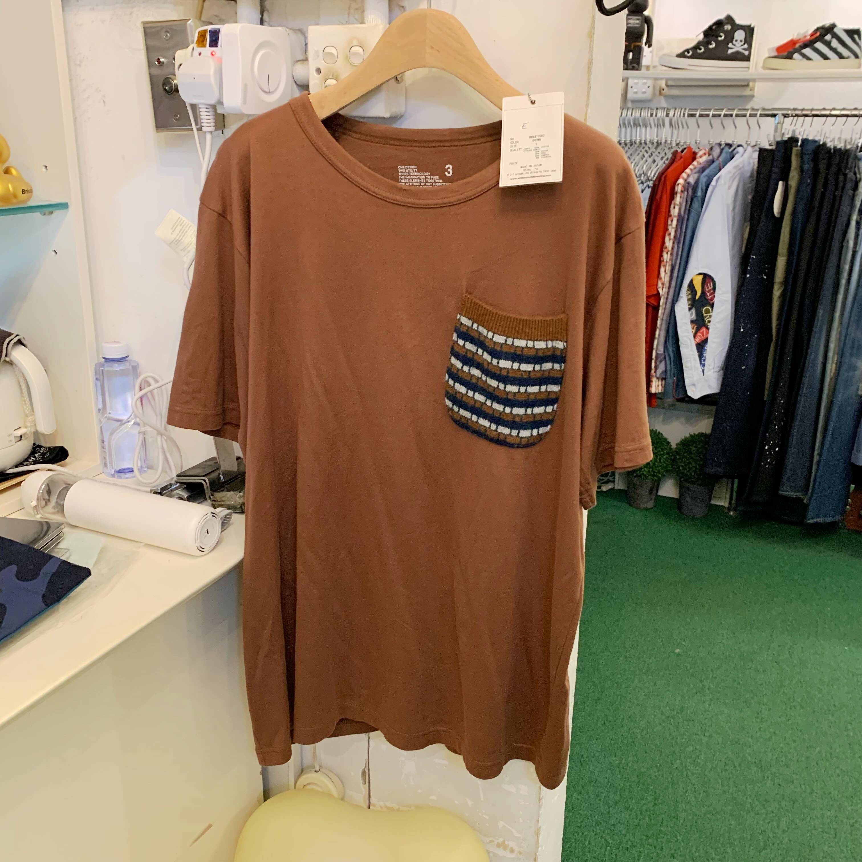 LAST PCS WHITE MOUNTAINEERING KNIT POCKET TEE - BROWN SIZE 3 IN STOCK NOW (現貨發售中)