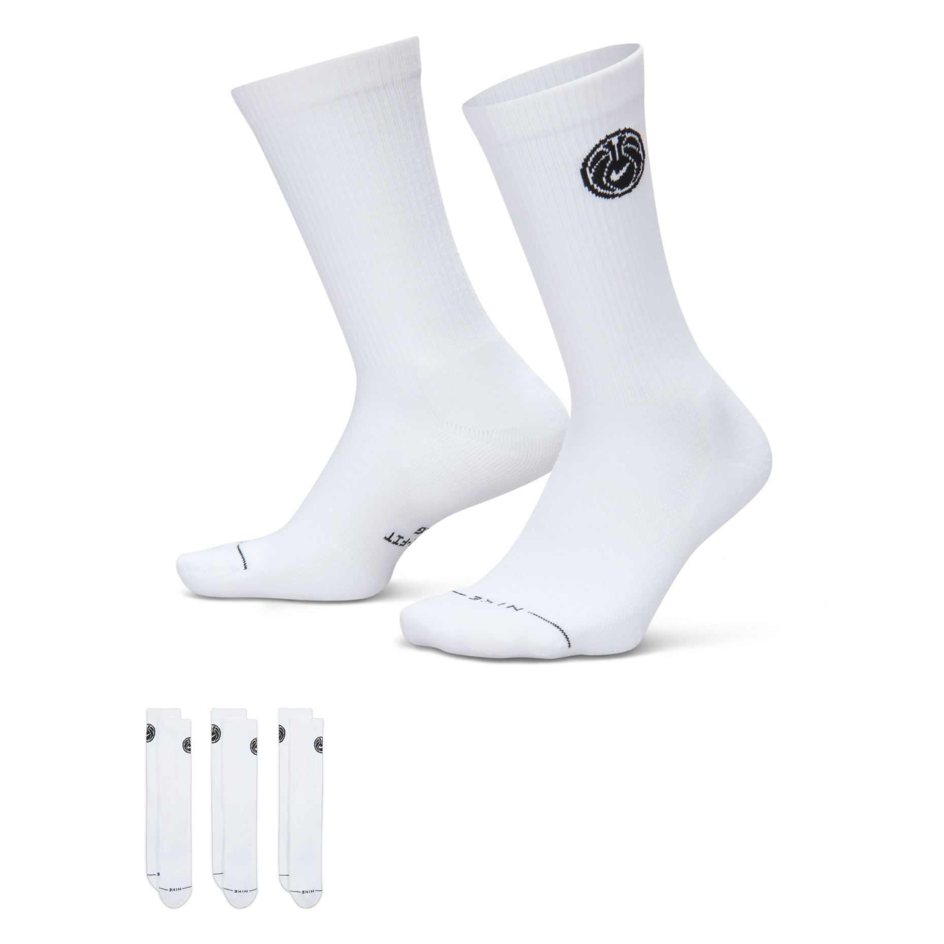三雙一組 NIKE EVERYDAY ELEVATED 白色 籃球 長襪 透氣 中筒襪 小腿襪 訓練襪【IH8631-901】