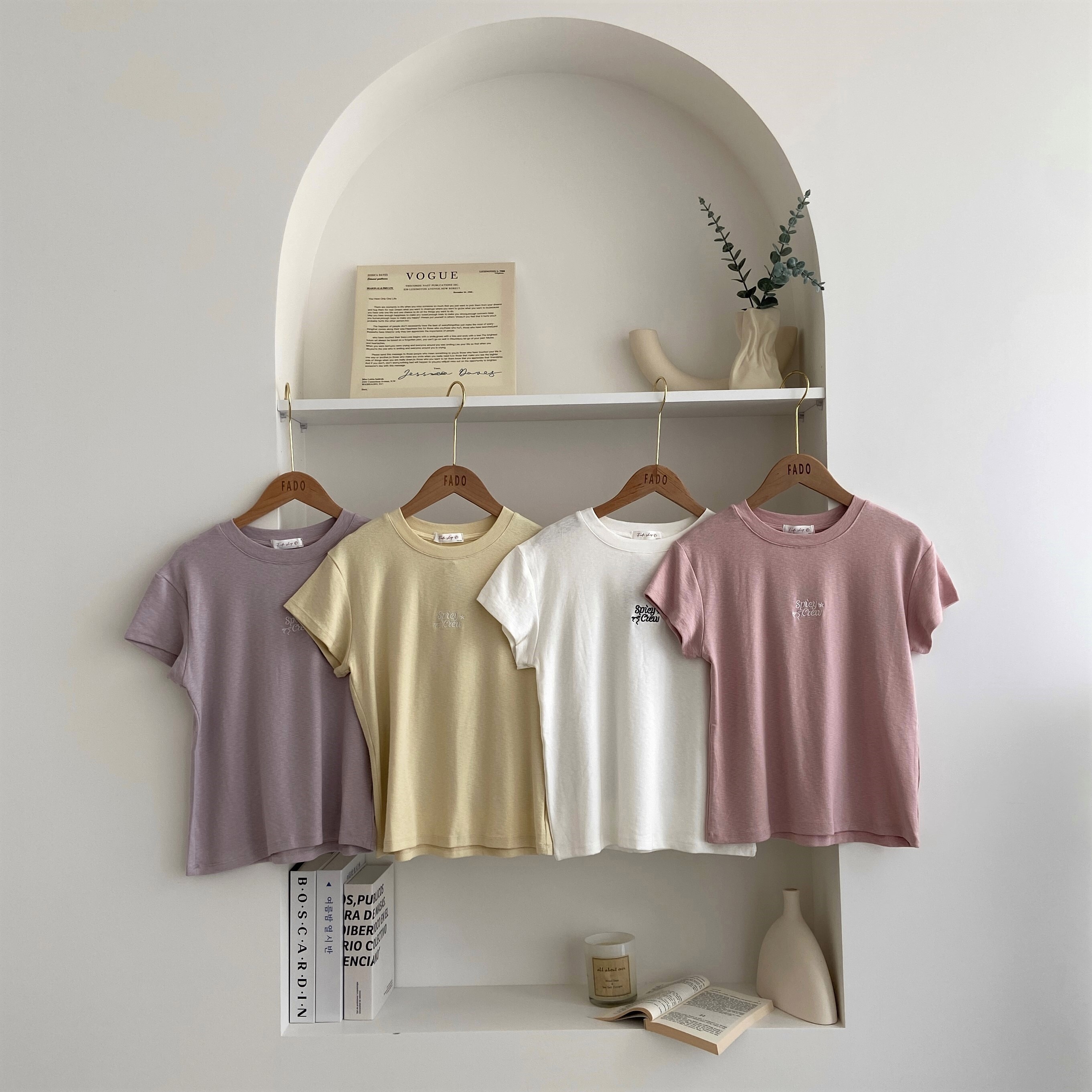 法朵Fado shop｜刺繡英文字母竹節棉短T 0215102 三色