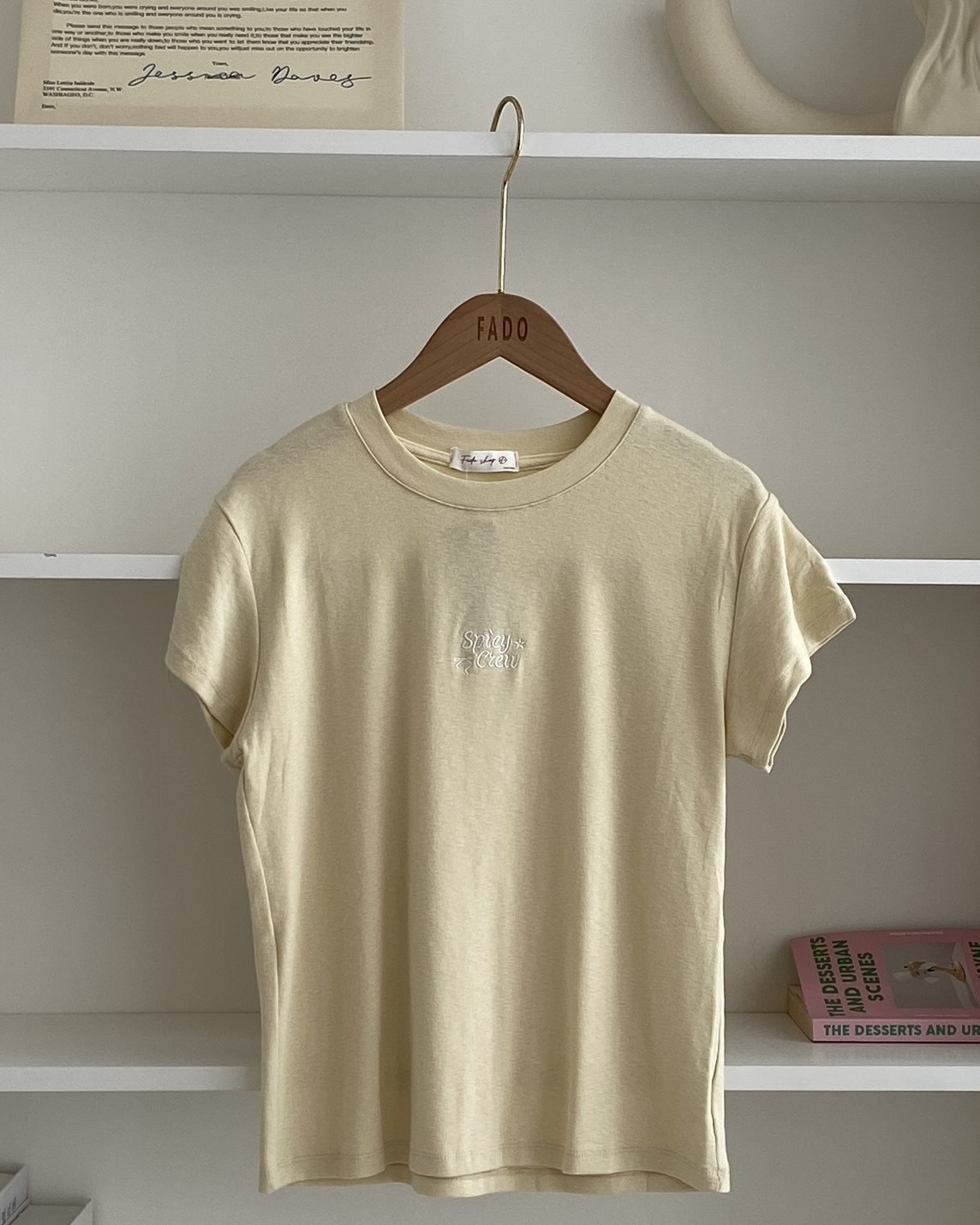 法朵Fado shop｜刺繡英文字母竹節棉短T 0215102 三色