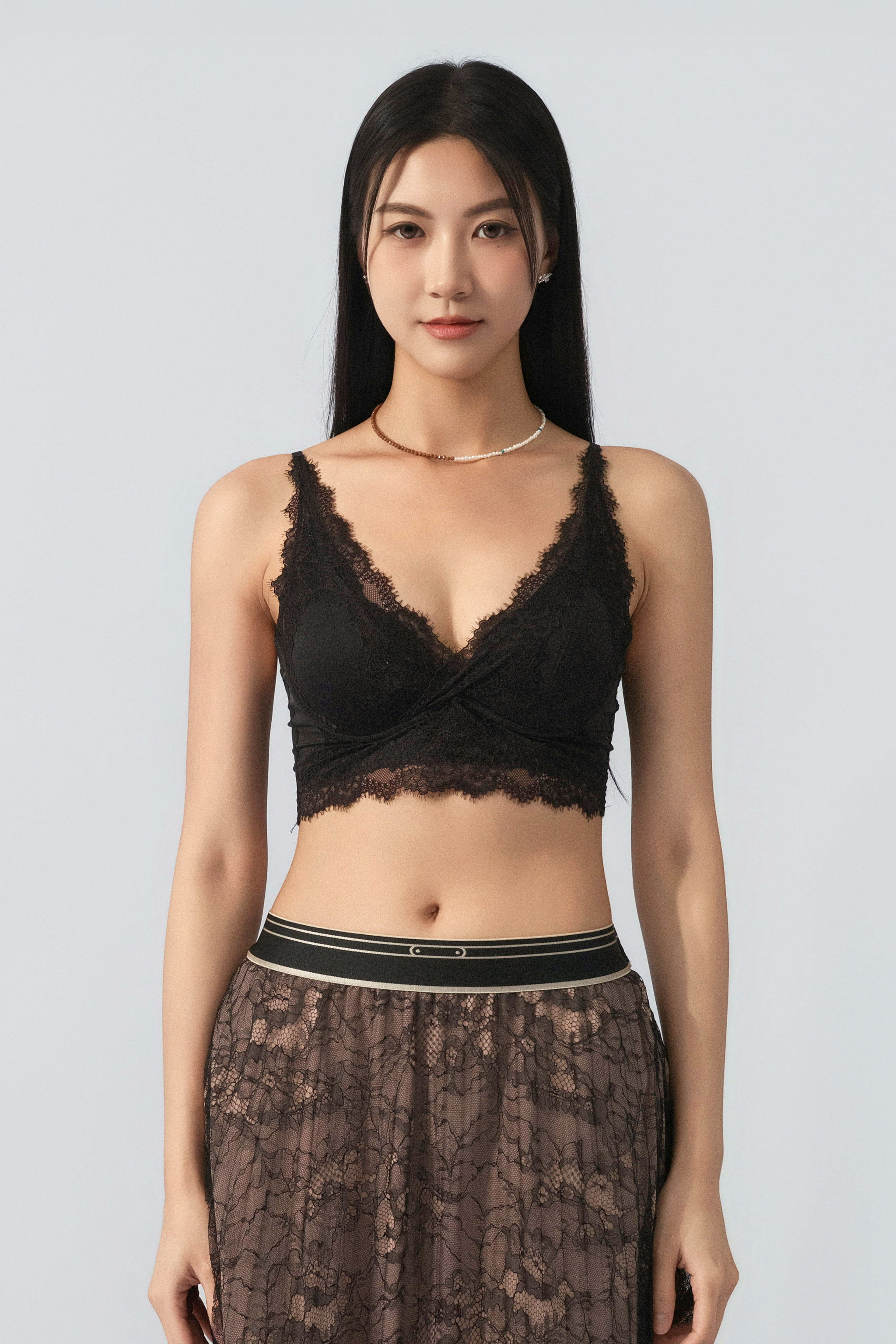彈性網蕾絲花邊bra top (預購產品）