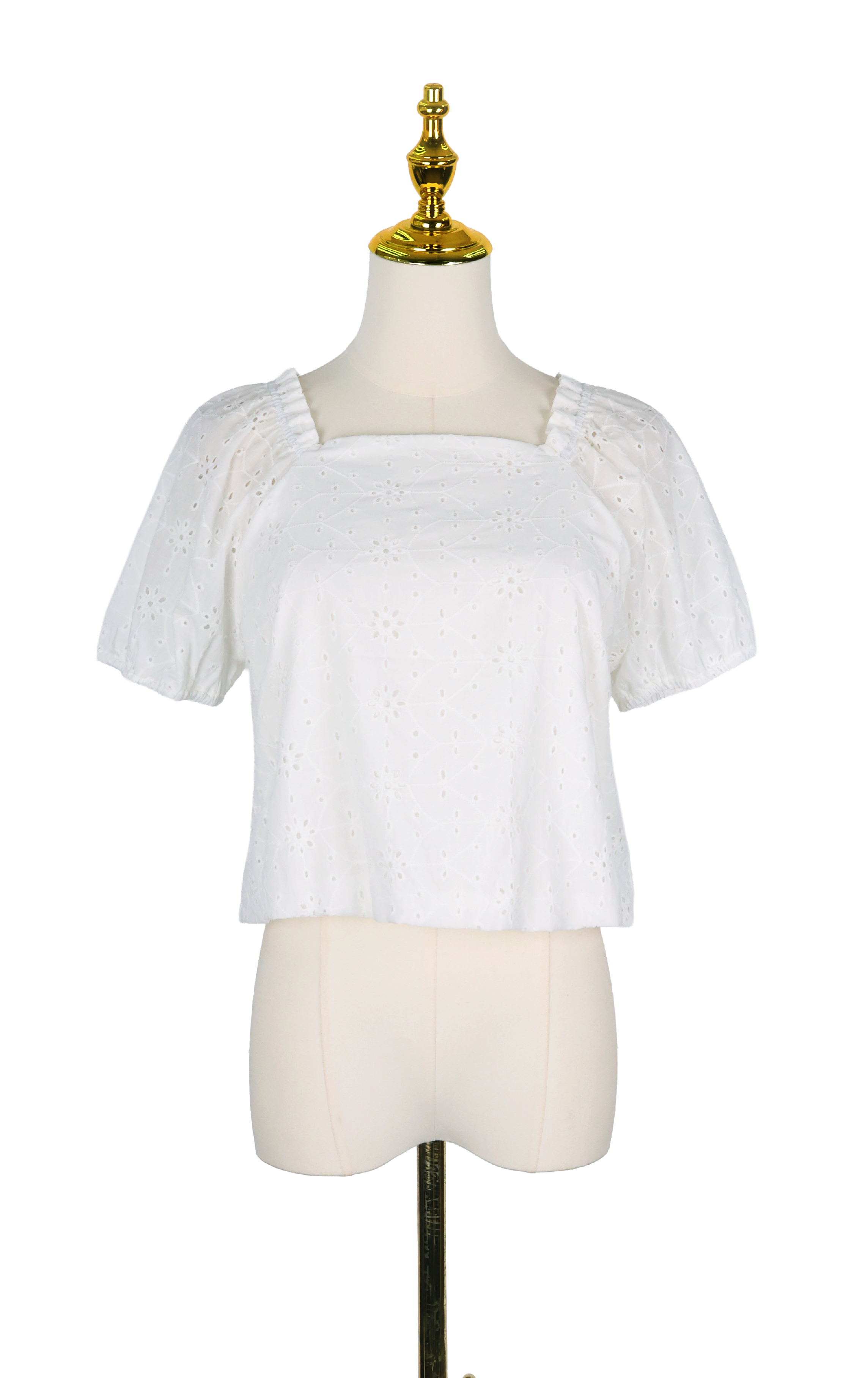 Broderie Anglaise Square Neck Puff Sleeve Top SH0324