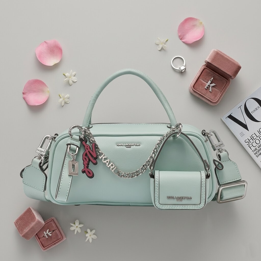 【預購】Karl Lagerfeld Paris KL050823 ZAYLIA 迷你鏈條手提包(薄荷綠)