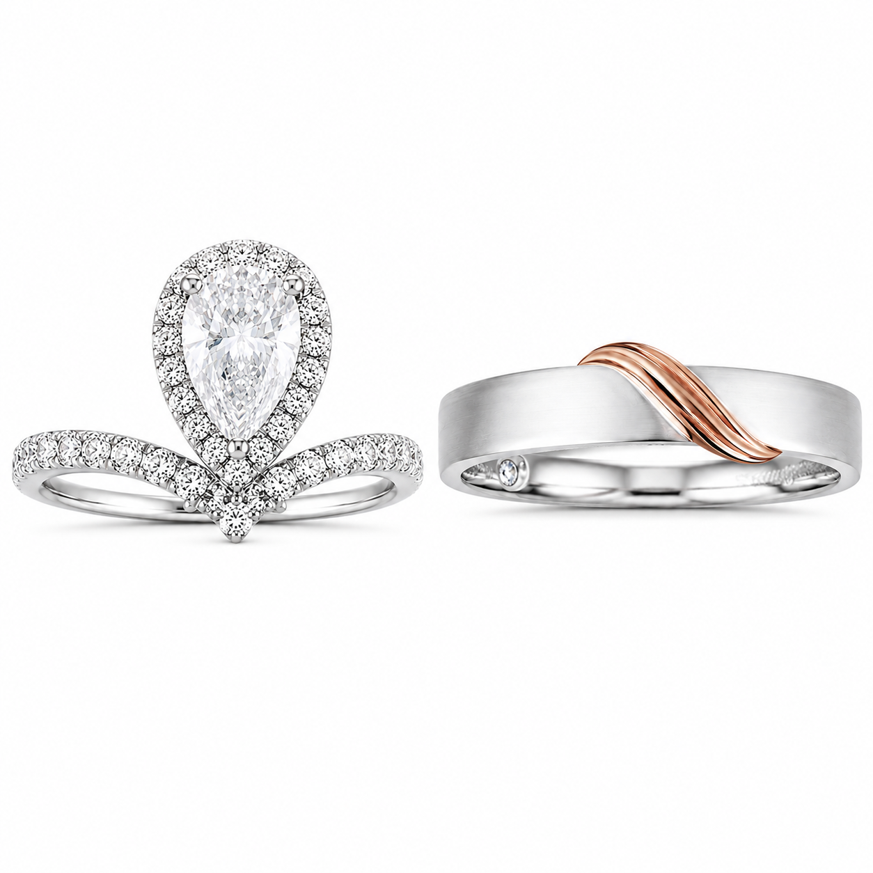 Radiant Covenant | 18K Natural Diamond Wedding Rings