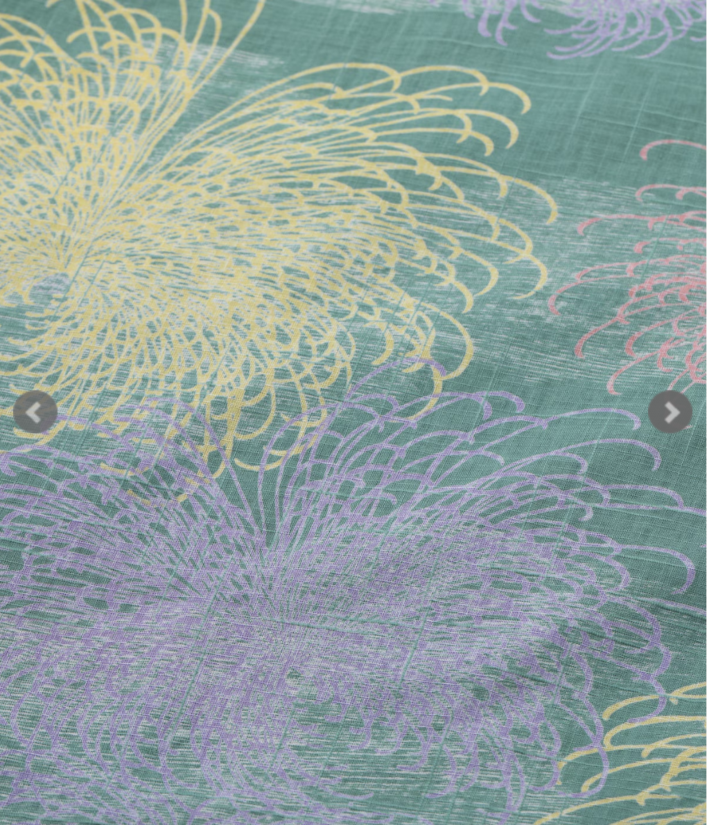 SUN SURF COTTON LINEN SLUBYARN HAWAIIAN SHIRT “CHRYSANTHEMUM” / GREEN