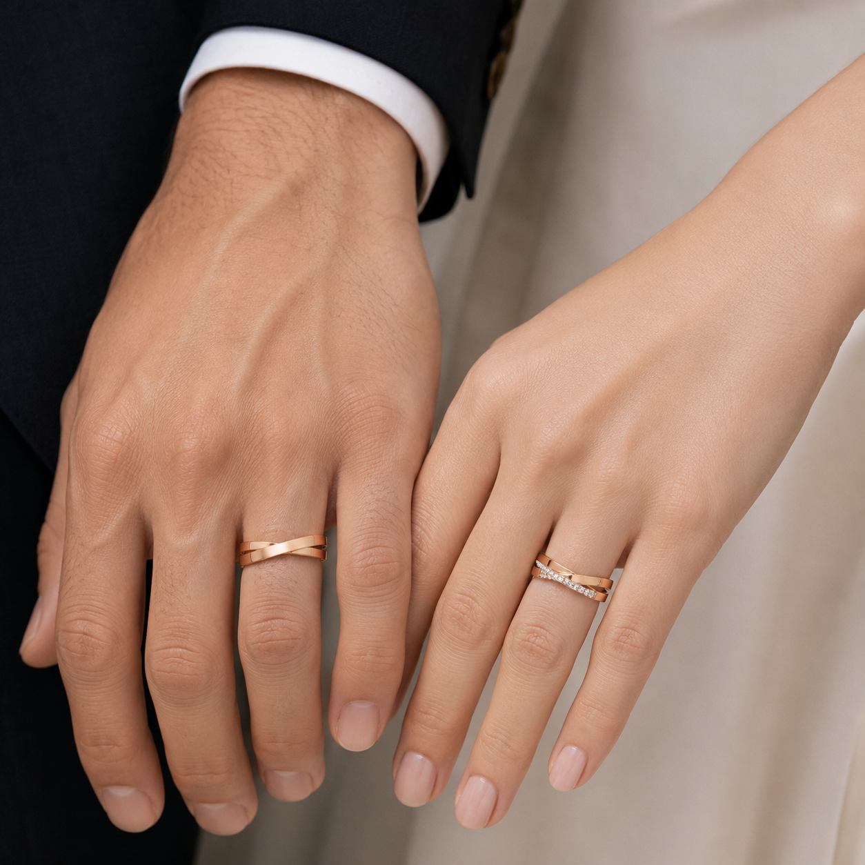 Eternal Radiance Vow | 18K Natural Diamond Couple Rings