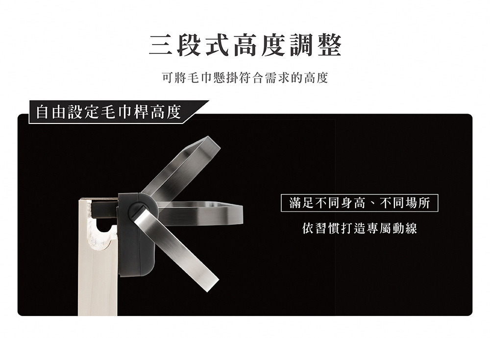 《AUX》日本製不鏽鋼三段式廚櫃門掛式毛巾架(白色)