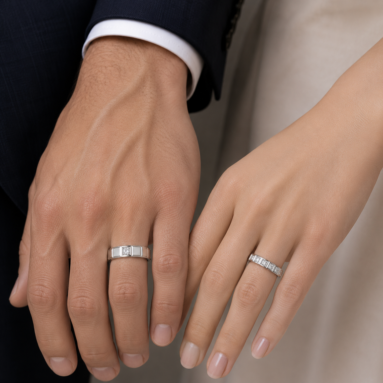 Starlight Promise | 18K Natural Diamond Couple Rings