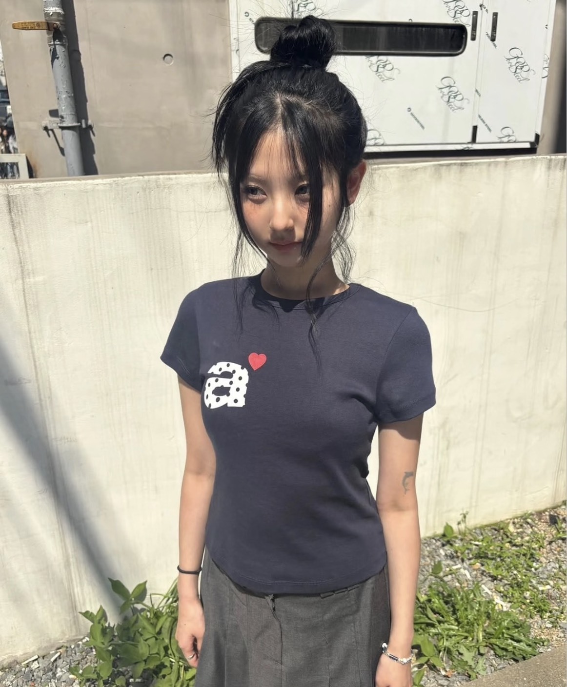 <潮女最愛> aeae DOT SMALL LETTER TEE 點點 a愛心 短袖上衣
