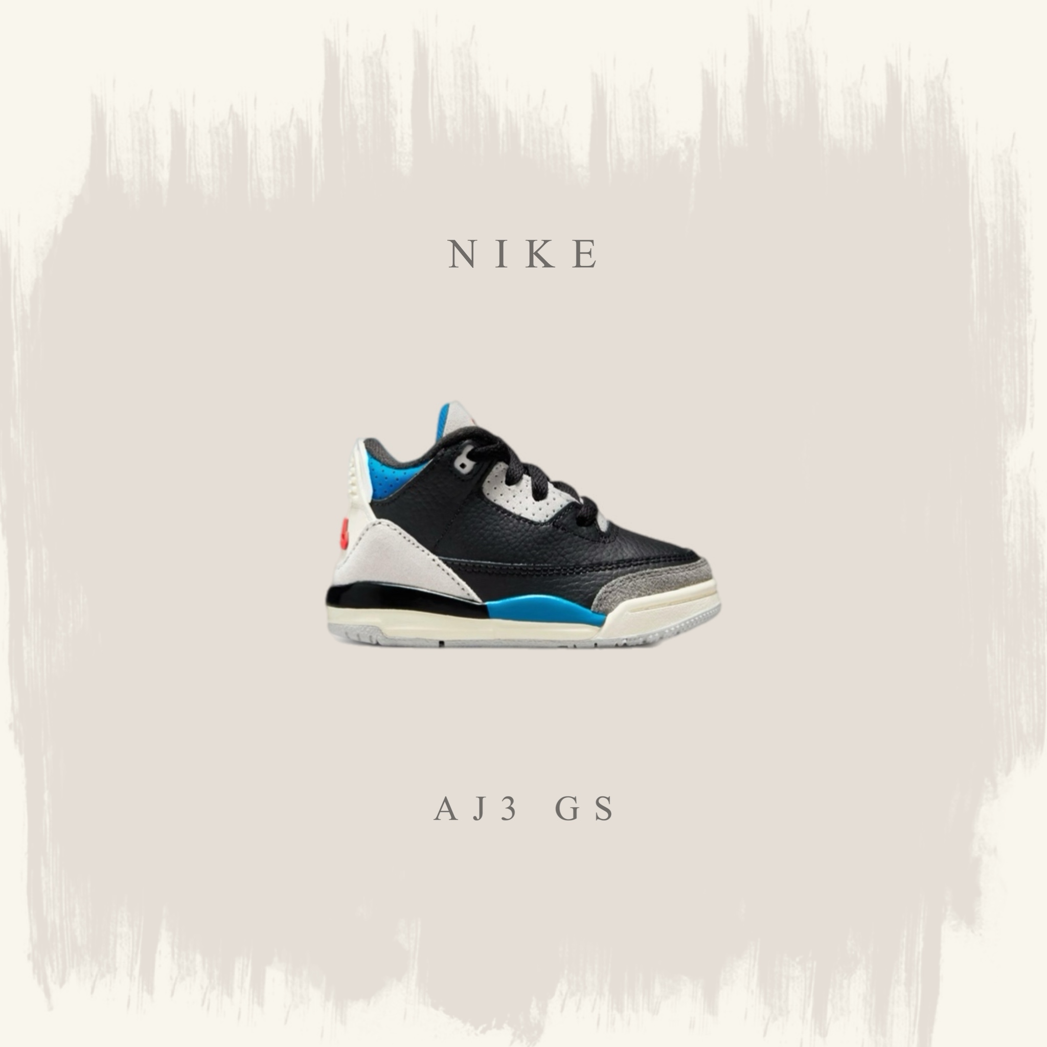 NIKE AIR JORDAN 3 RETRO 黑白藍 喬丹 籃球鞋 童鞋 IB8966-004