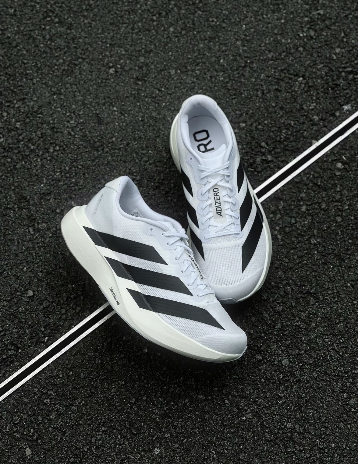 adidas Adizero Evo SL 運動舒適增高 低幫 馬拉松訓練競速跑步鞋 男款 白黑 JH6206