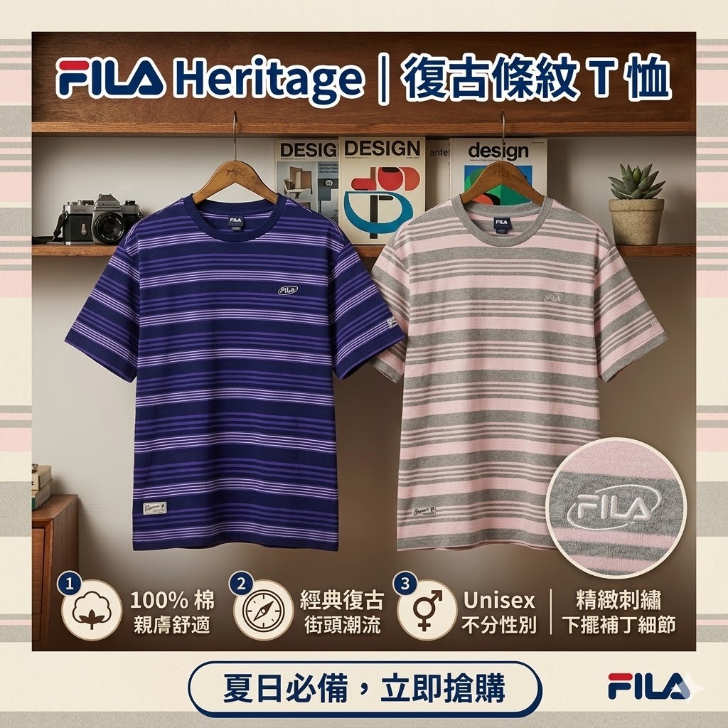 【預購】FILA WKR050813 條紋短袖上衣