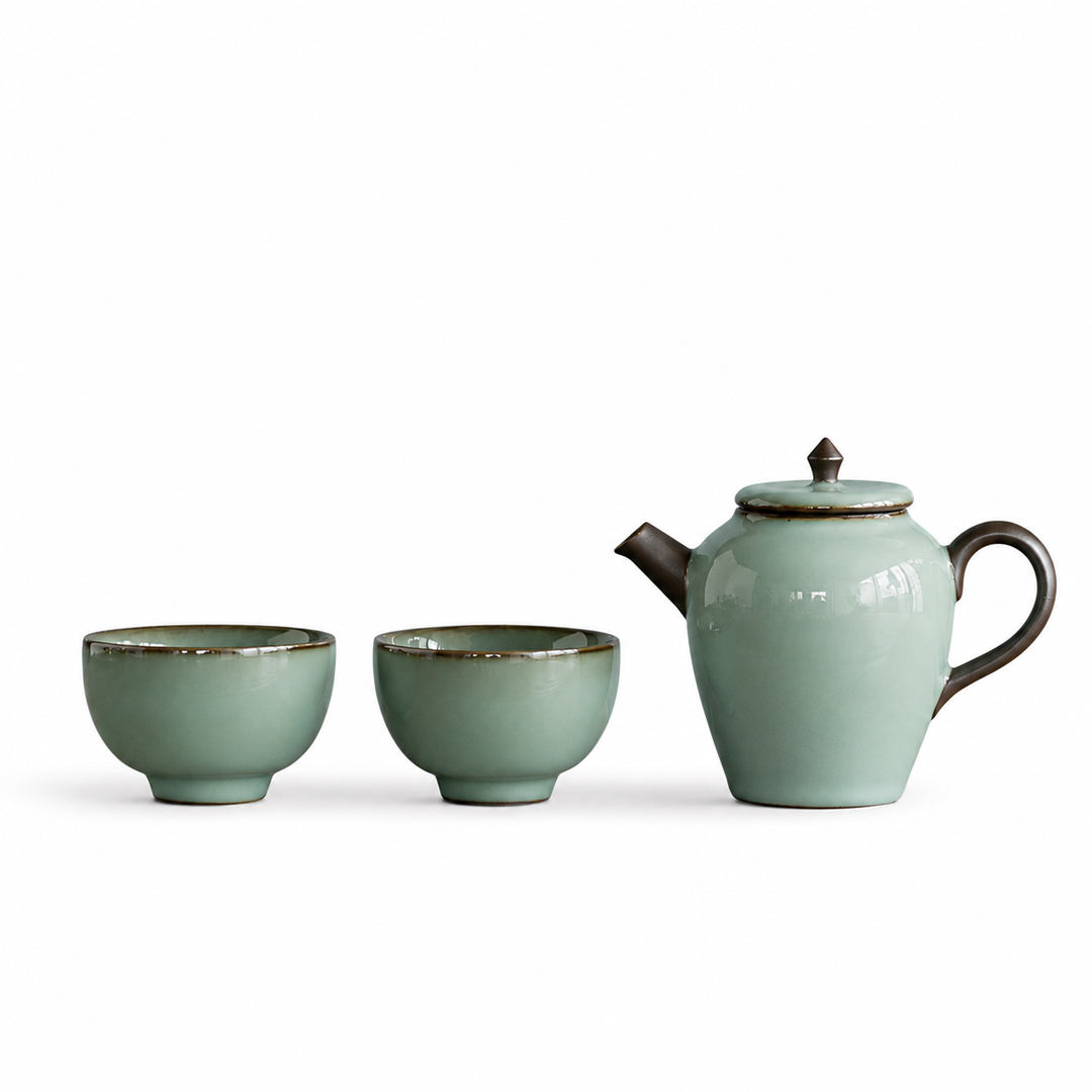 官窯一壺兩杯茶具組｜典雅青瓷手作壺杯｜送禮首選・品味茶禮