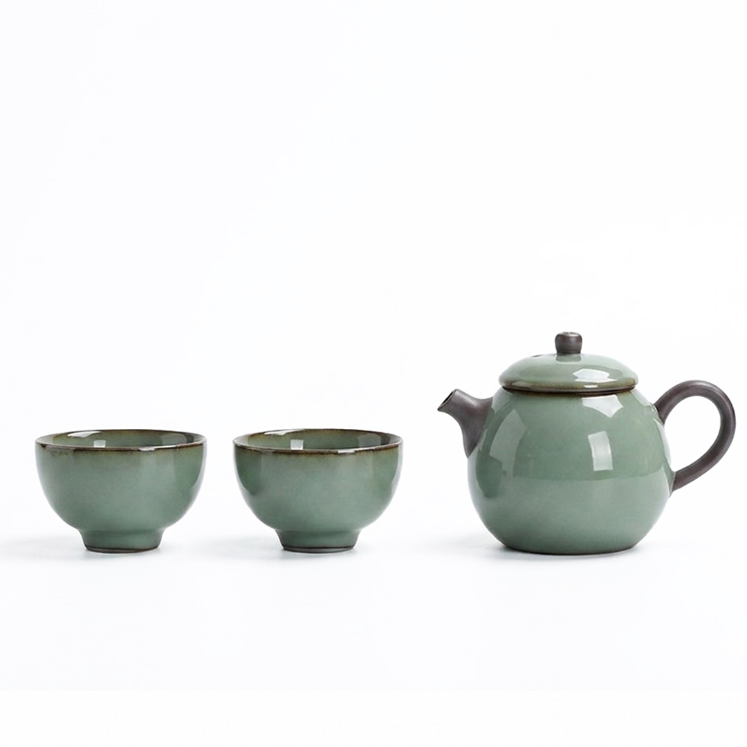 官窯一壺兩杯茶具組｜典雅青瓷手作壺杯｜送禮首選・品味茶禮