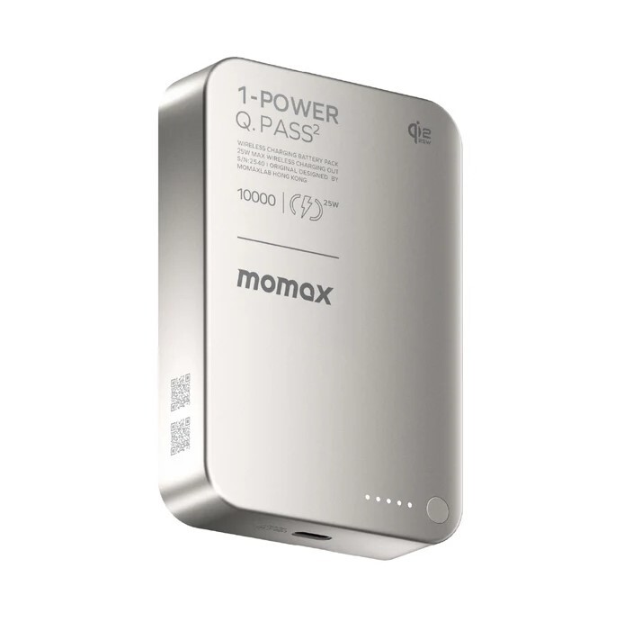 (CCC 認證+QR Code)MOMAX 1-Power Q.Pass² 10000mAh Qi2.2 磁吸流動電源 IP168Q22