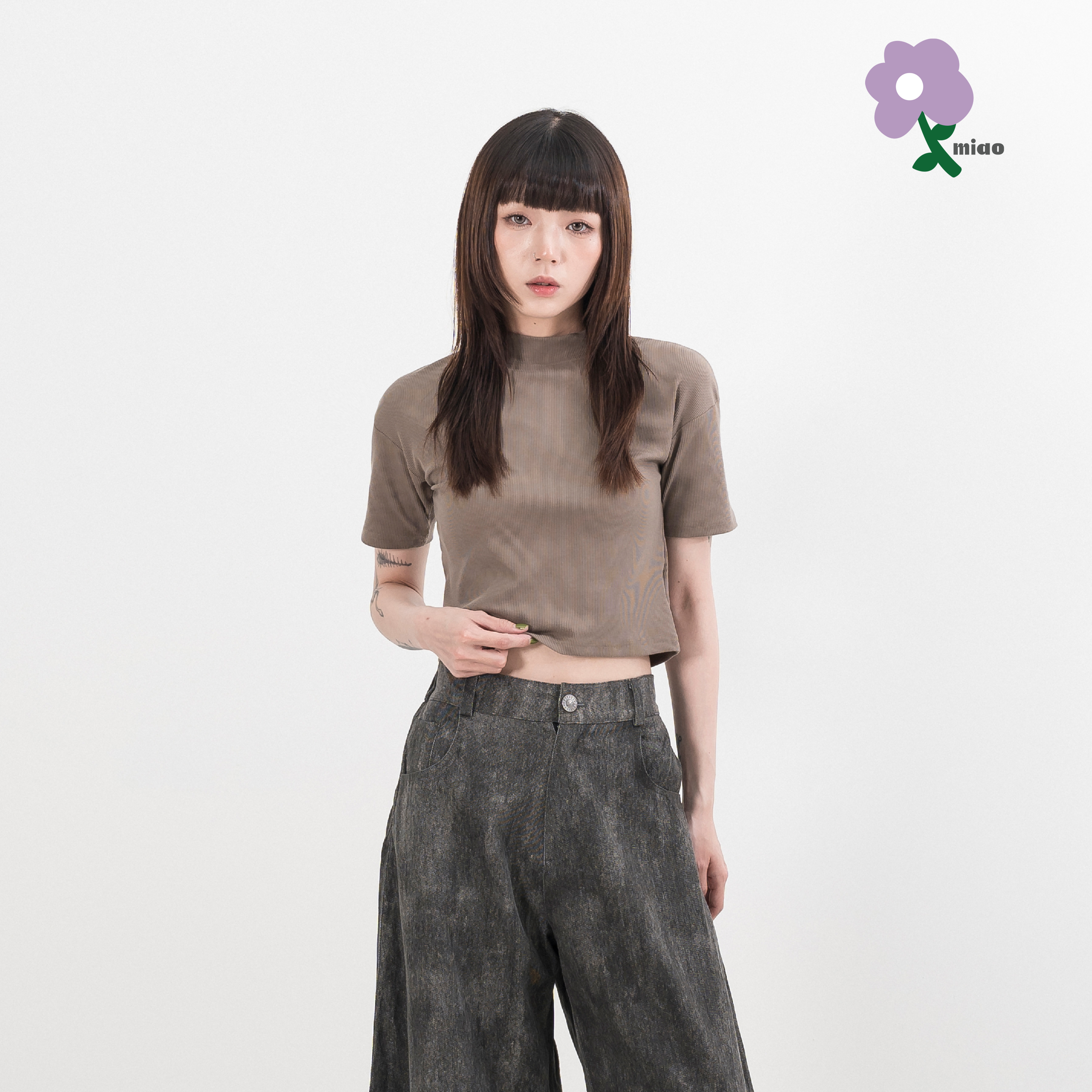 AGILITY MIAO Mock Neck Rib Top 微高領 貼身 螺紋上衣 [M-T2S]