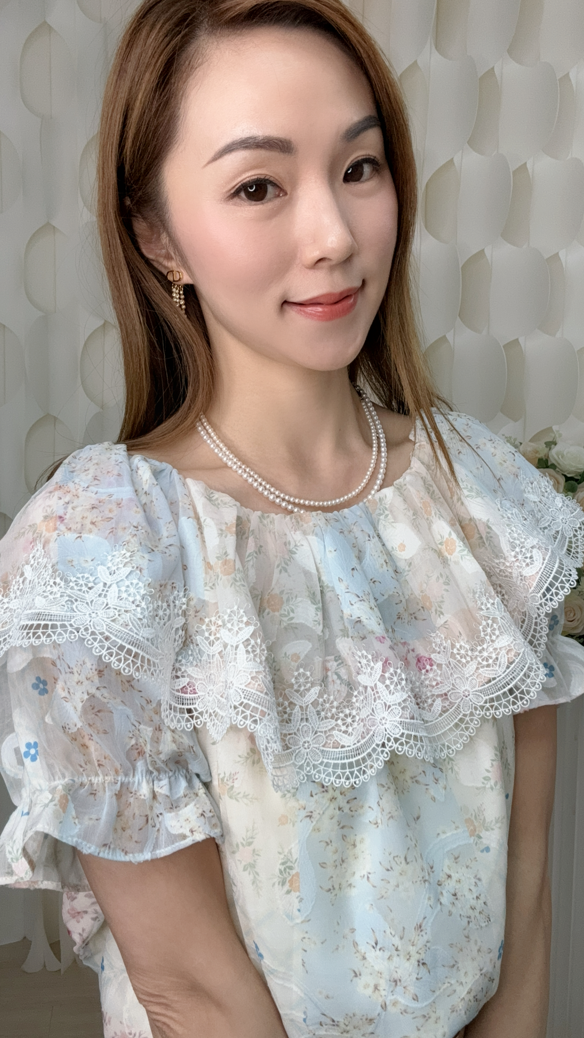 露肩ruffle碎花雪紡上衣配頸帶 (胸46 腰48 長23吋) B6310 #0805clo