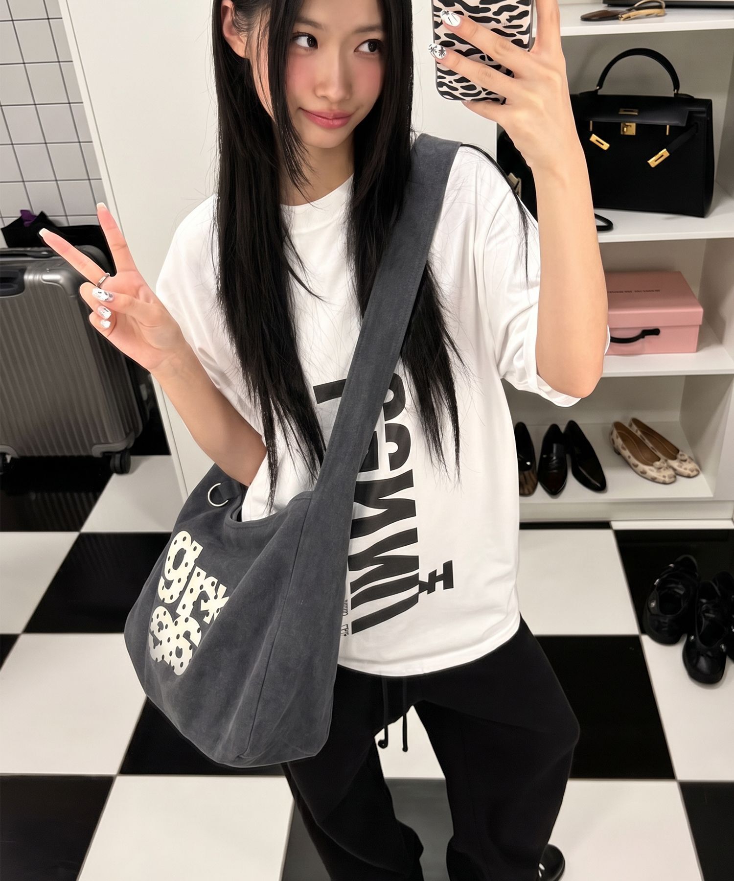 GRAVER DOT 棉帆布斜背包 黑色 G