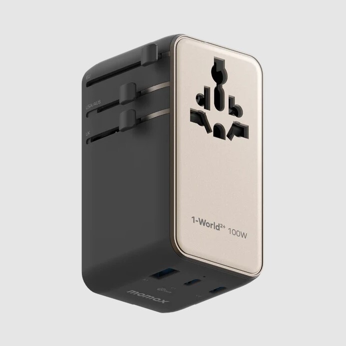 MOMAX 1-World²⁺ 100W 伸縮充電線四接口旅行充電插座 UA25UKL - TI