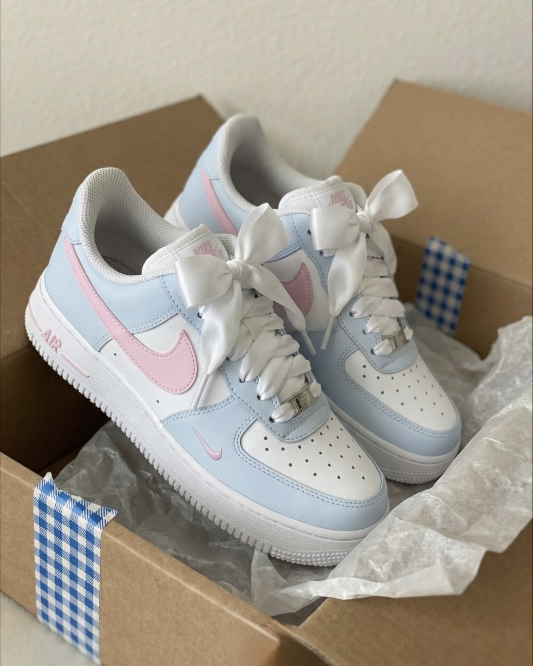 【訂製鞋款】NIKE AIR FORCE 1 藍莓布丁 粉藍色 寶寶藍 CZ0270106(Team2154-藍莓布丁S-BOX)