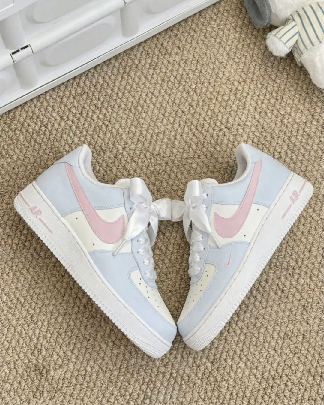【訂製鞋款】NIKE AIR FORCE 1 藍莓布丁 粉藍色 寶寶藍 CZ0270106(Team2154-藍莓布丁S-BOX)