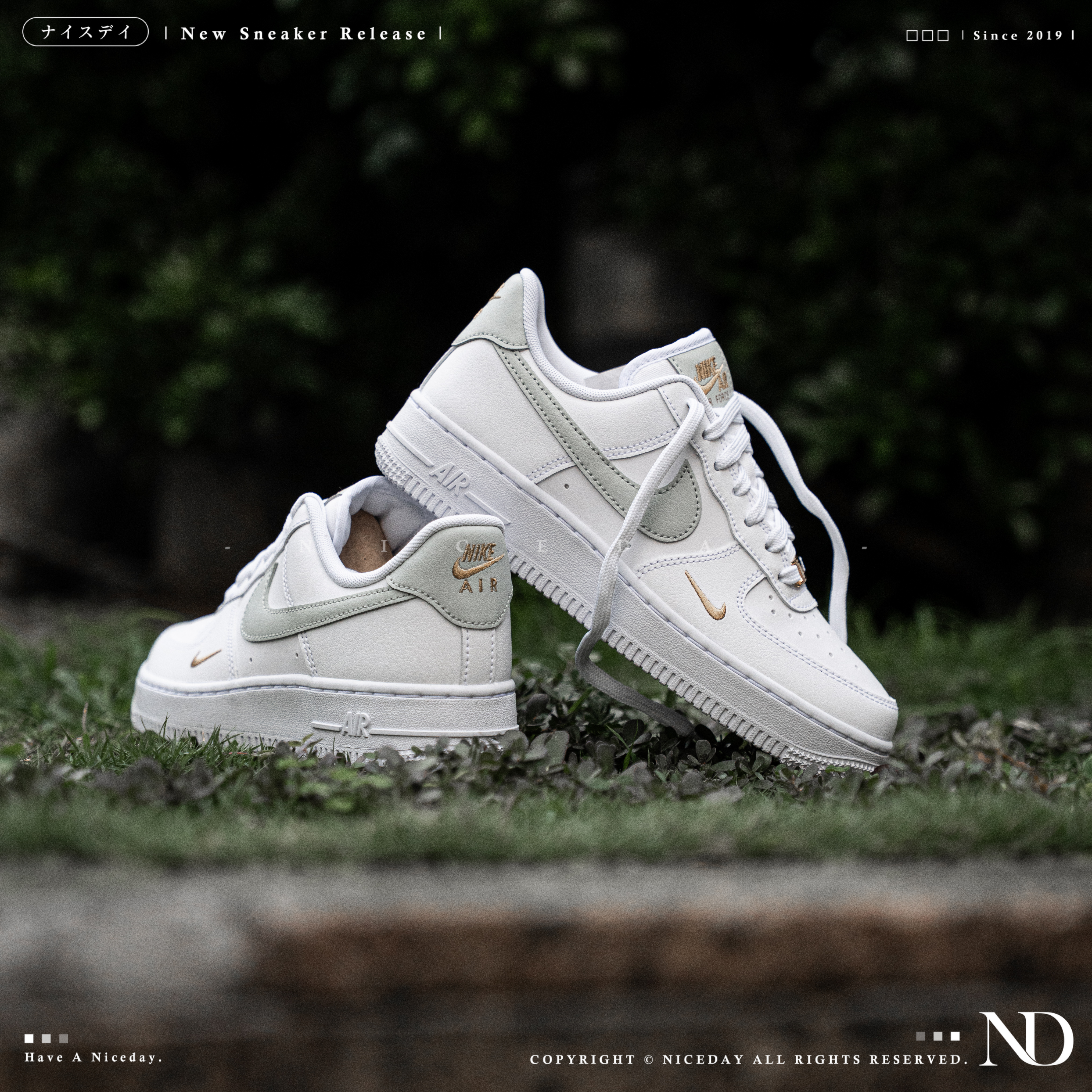 NICEDAY 現貨 Nike Af1 白色 小金勾 女款 CZ0270-106