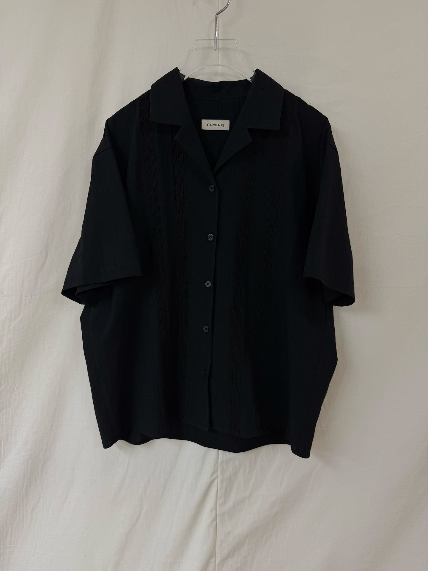 淨色暗直紋短袖恤衫 GARMENTS-078S