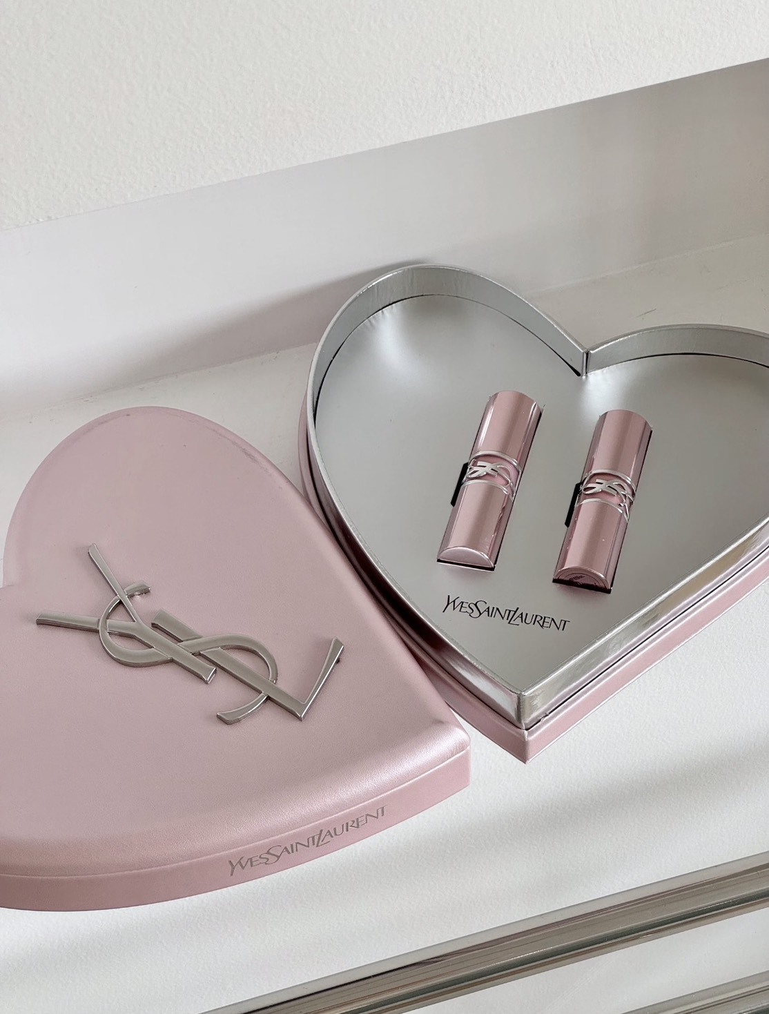 YSL 國外限定 裸感玫瑰妝容 愛心禮盒 口紅雙入組 巴黎限定