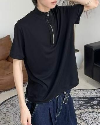 淨色高領半拉鍊短袖Tee GARMENTS-083T