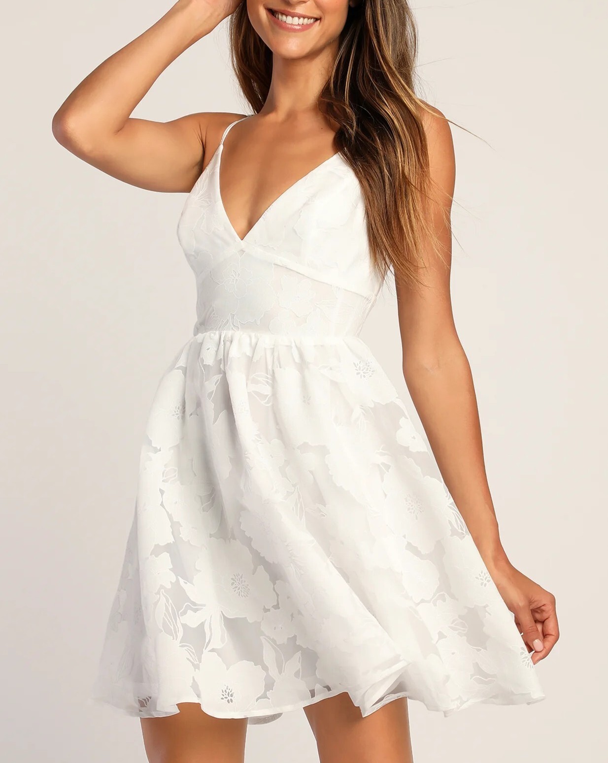 White Jacquard 白色燒花澎紗小禮服Dress