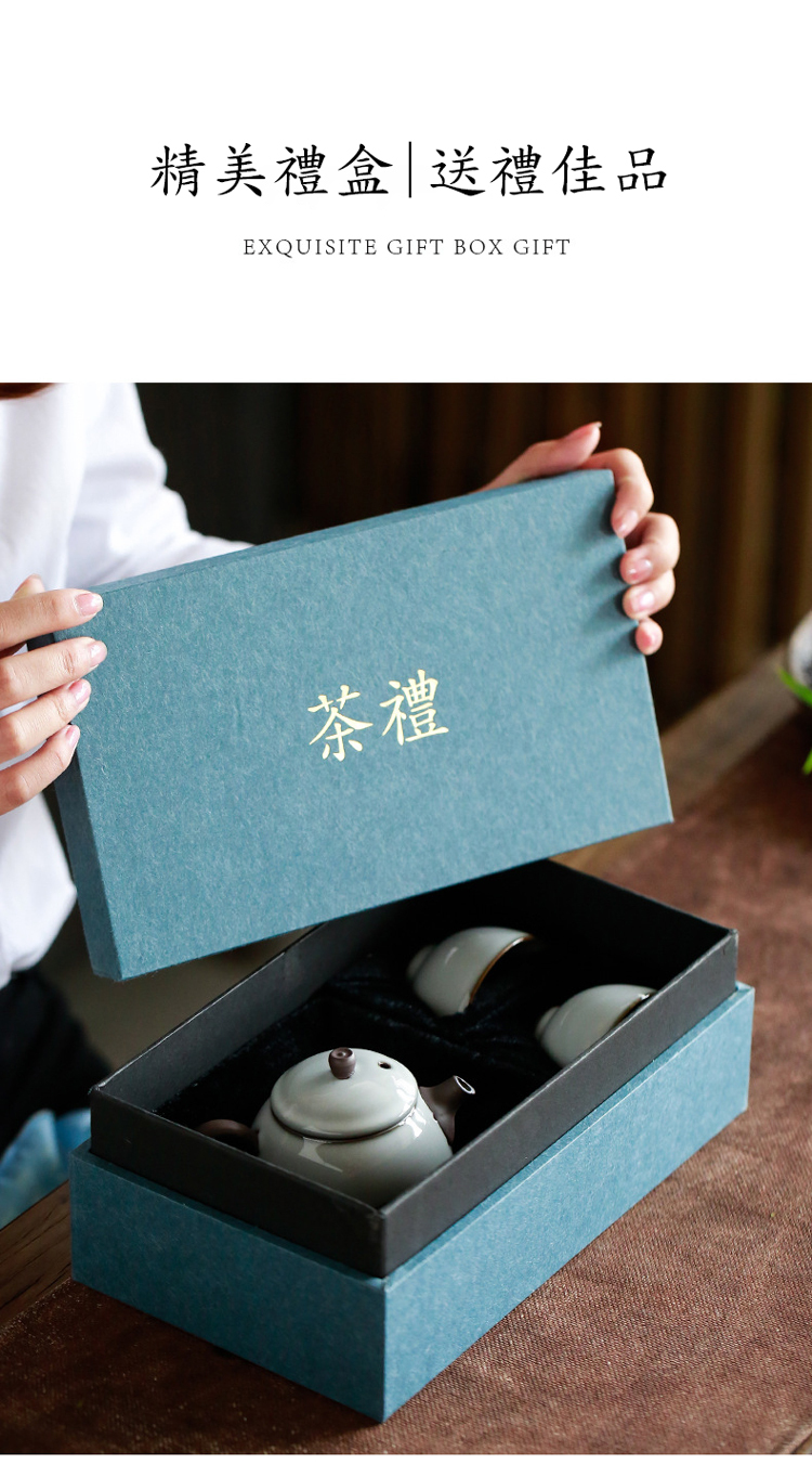 鹿港窯禮品館│官窯一壺兩杯茶具組｜精美青瓷手工壺杯｜送禮首選·品味茶禮