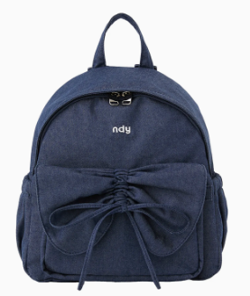 EF89-90 Nerdy Denim Ribbon Shirring Mini Backpack