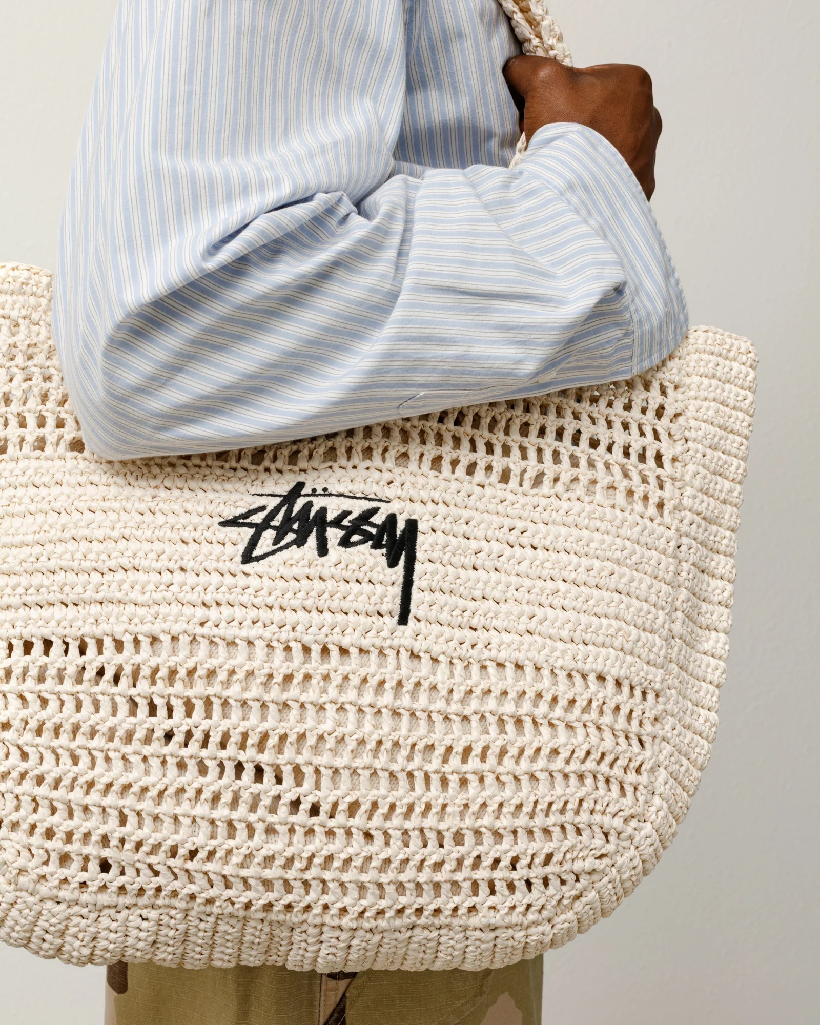 STUSSY WOVEN TOTE BAG Ivory 米白色編織袋