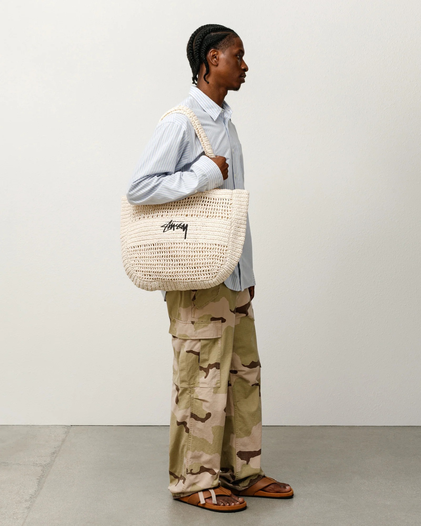 STUSSY WOVEN TOTE BAG  Ivory 米白色編織袋