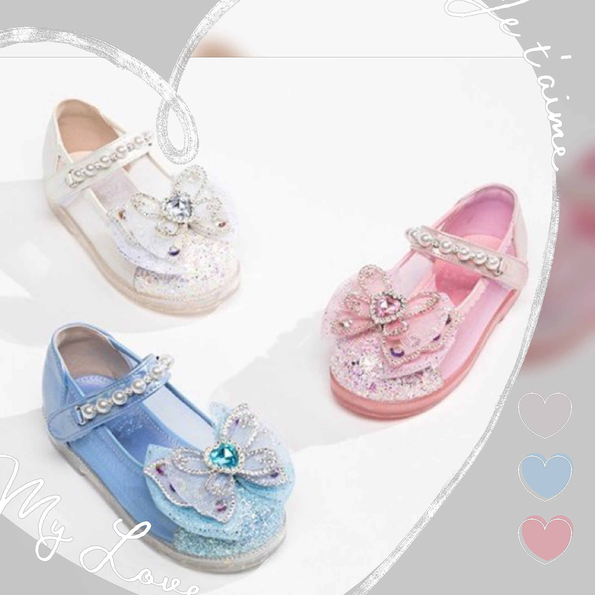 La Stella Butterfly Pearl Glitter LED Shoes