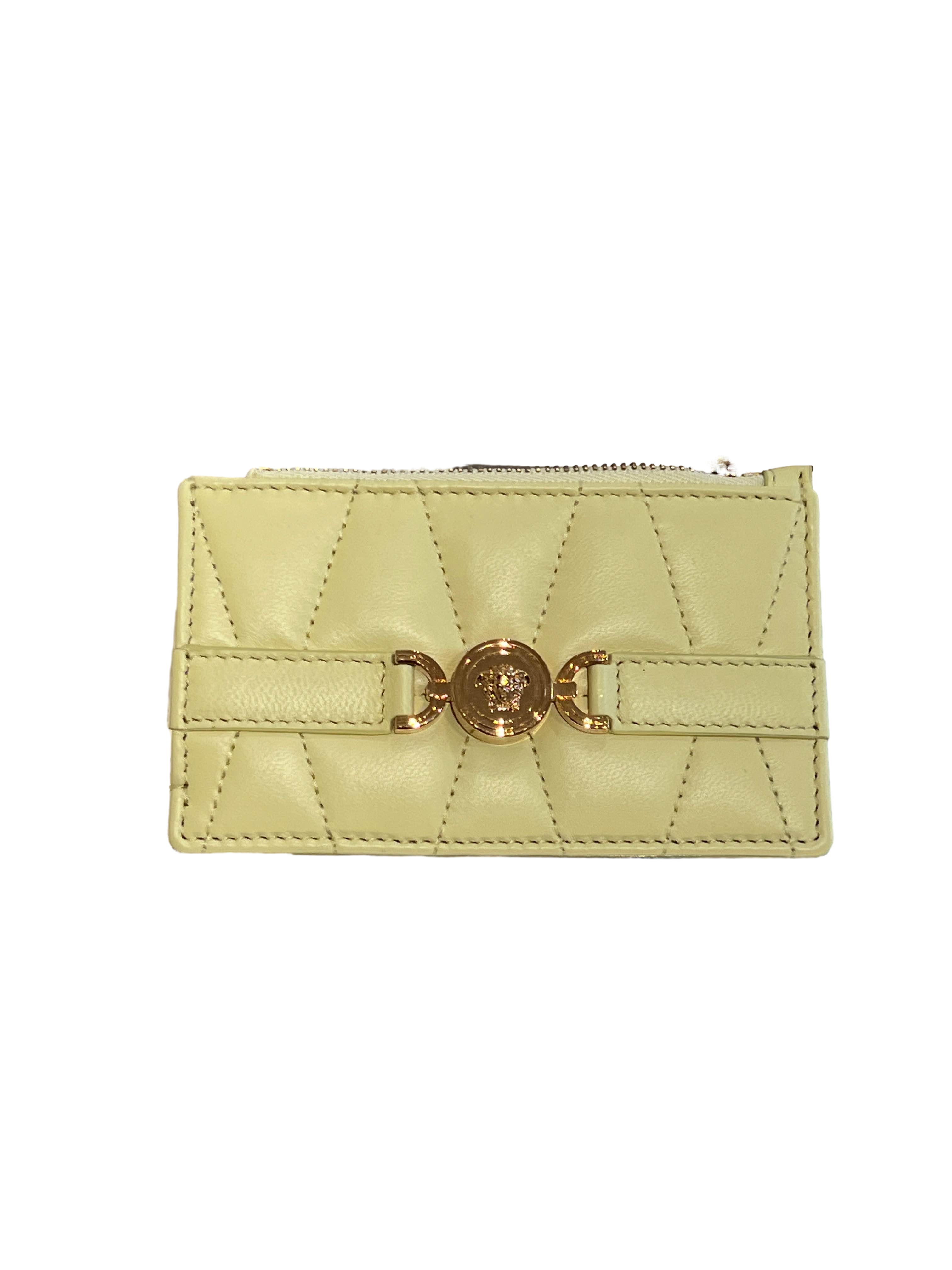 【Versace Outlet】Versace Card Case Lamb Leather  黃