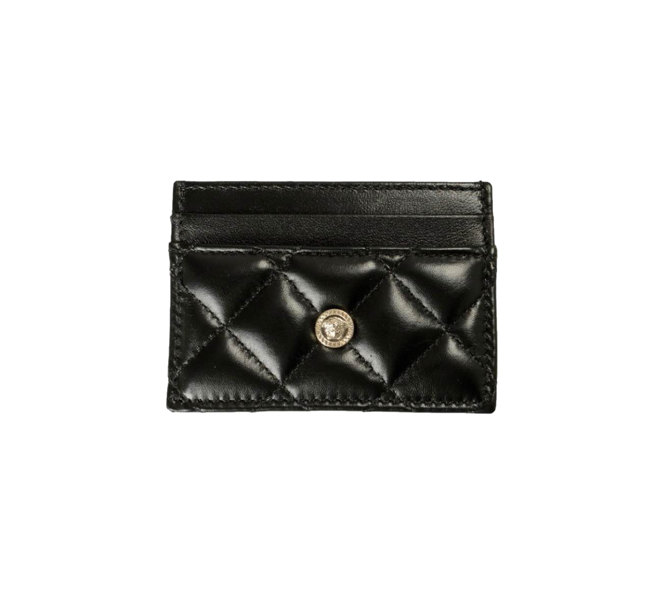 【Versace Outlet】Card Case Quilted Lamb+Lamb Le  黑