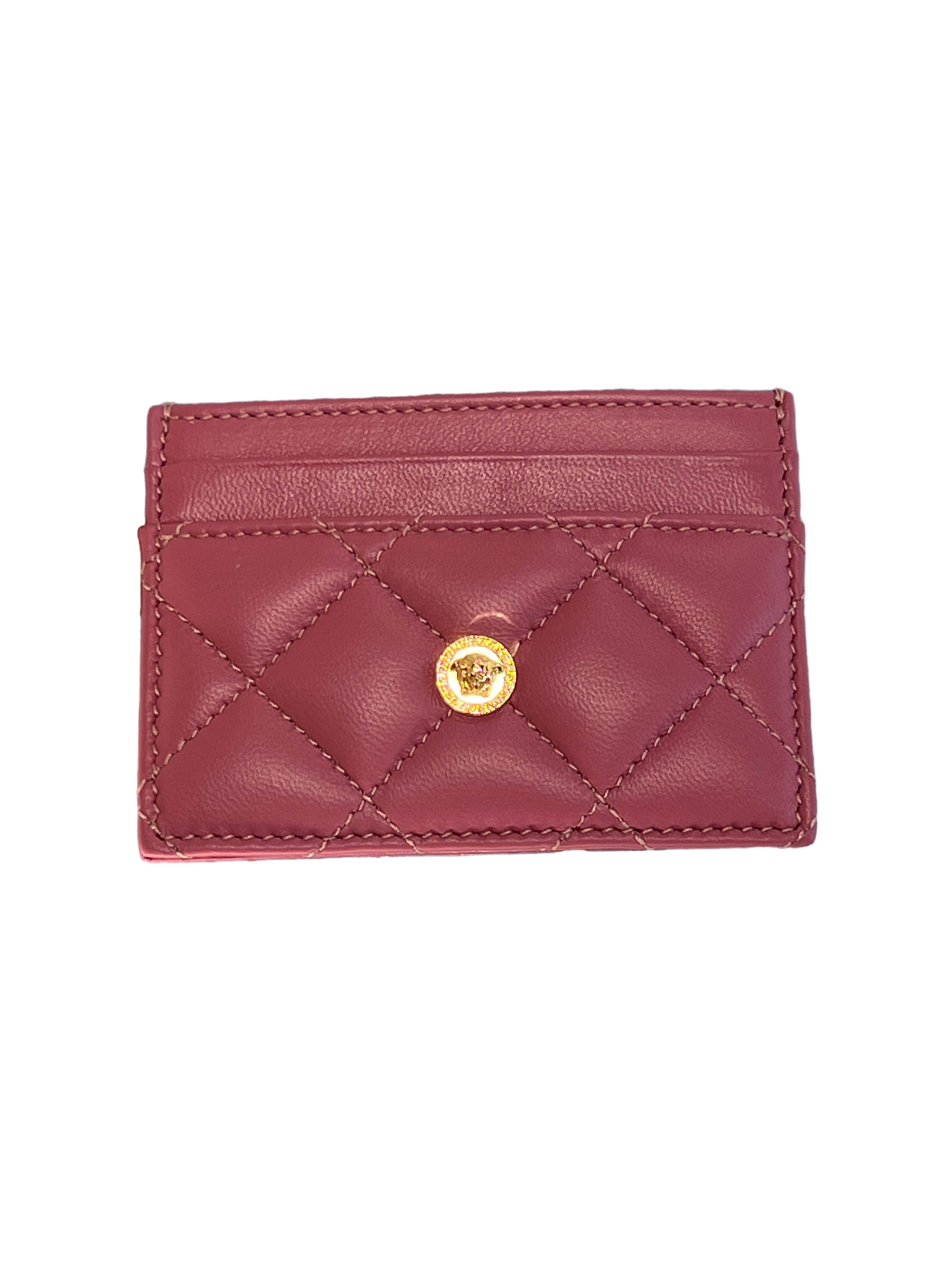 【Versace Outlet】Card Case Quilted Lamb+Lamb Le  粉