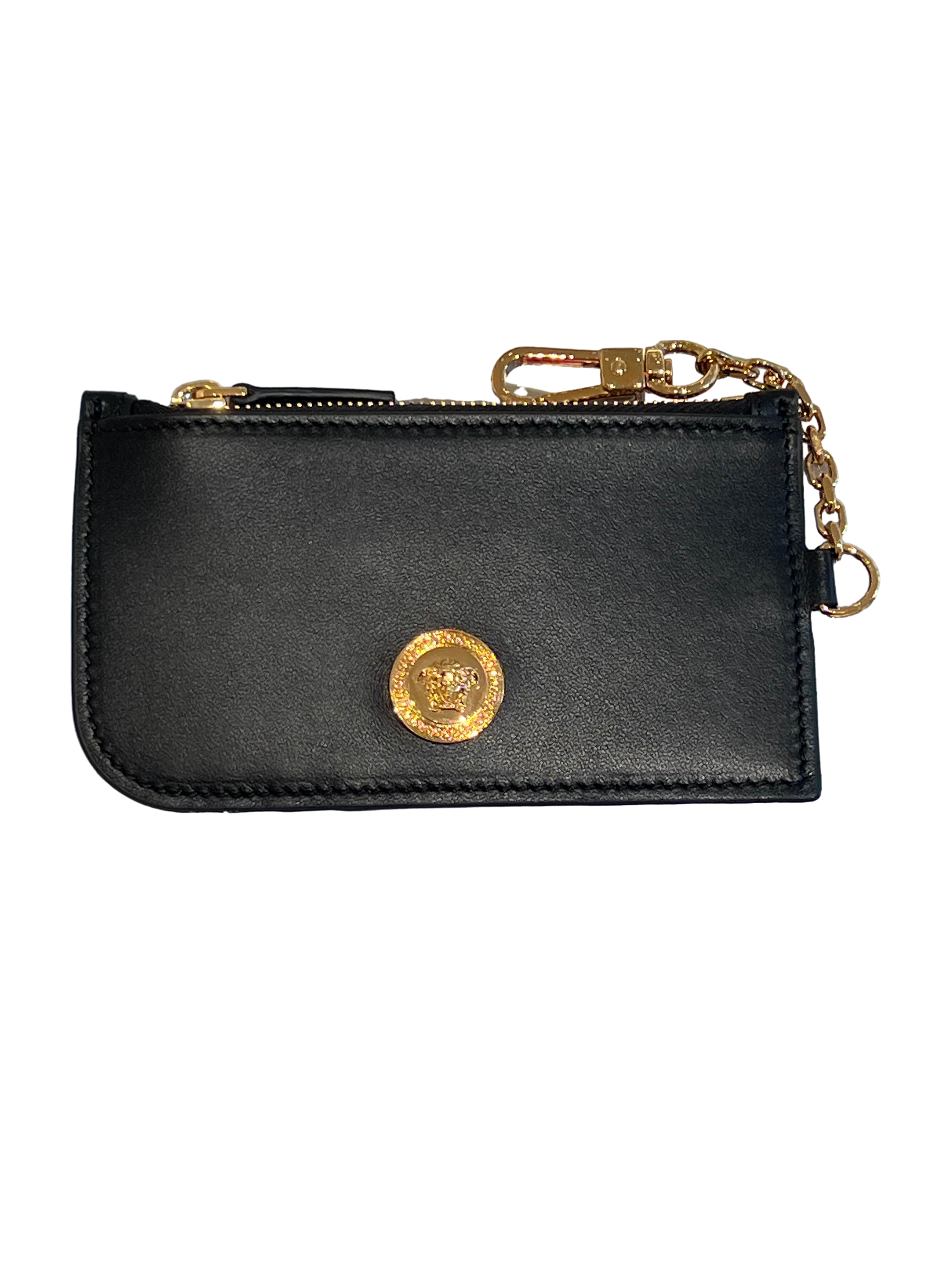 【Versace Outlet】Card Case Calf Leather + Metal  黑