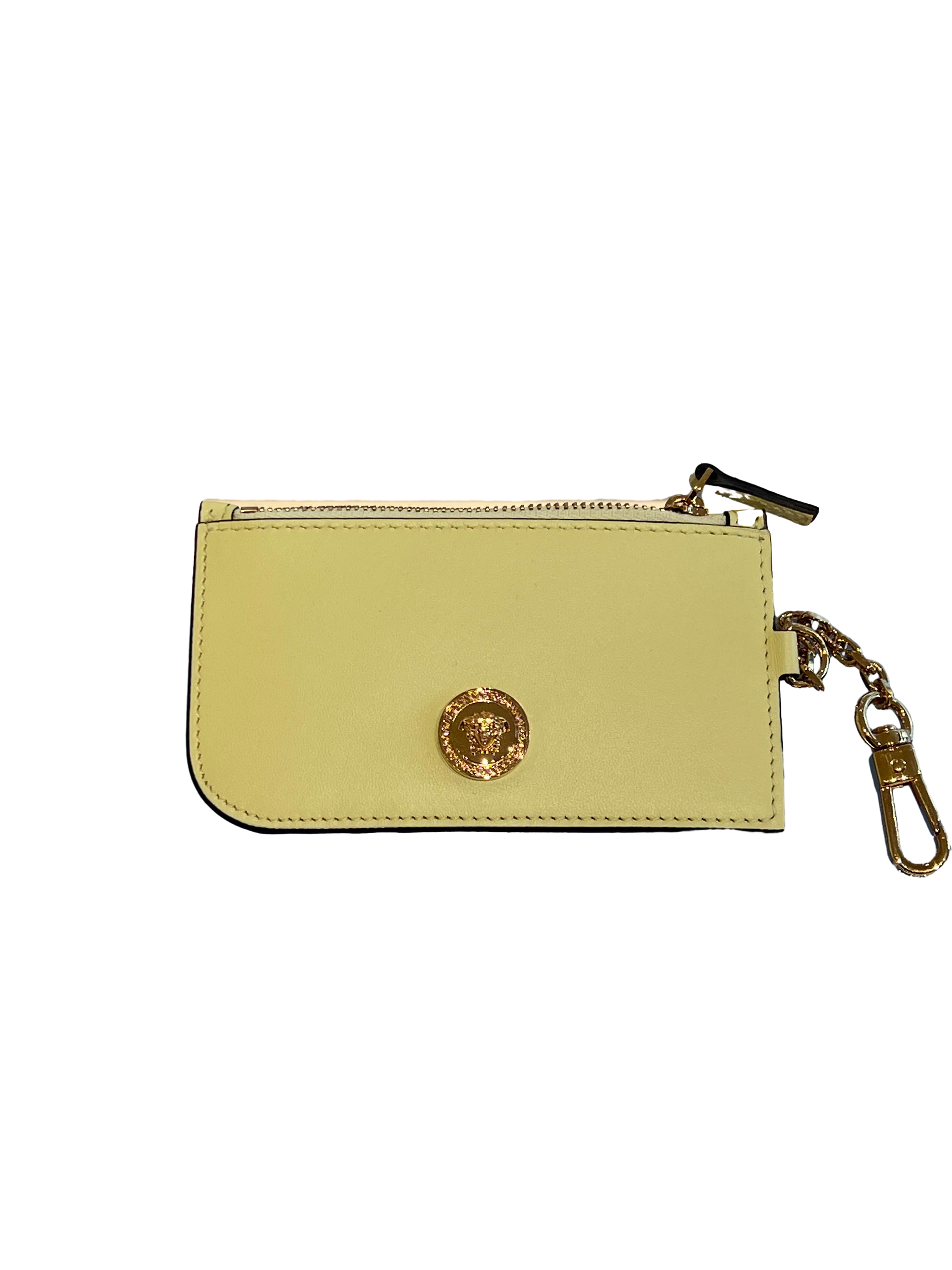 【Versace Outlet】Card Case Lamb Leather  黃