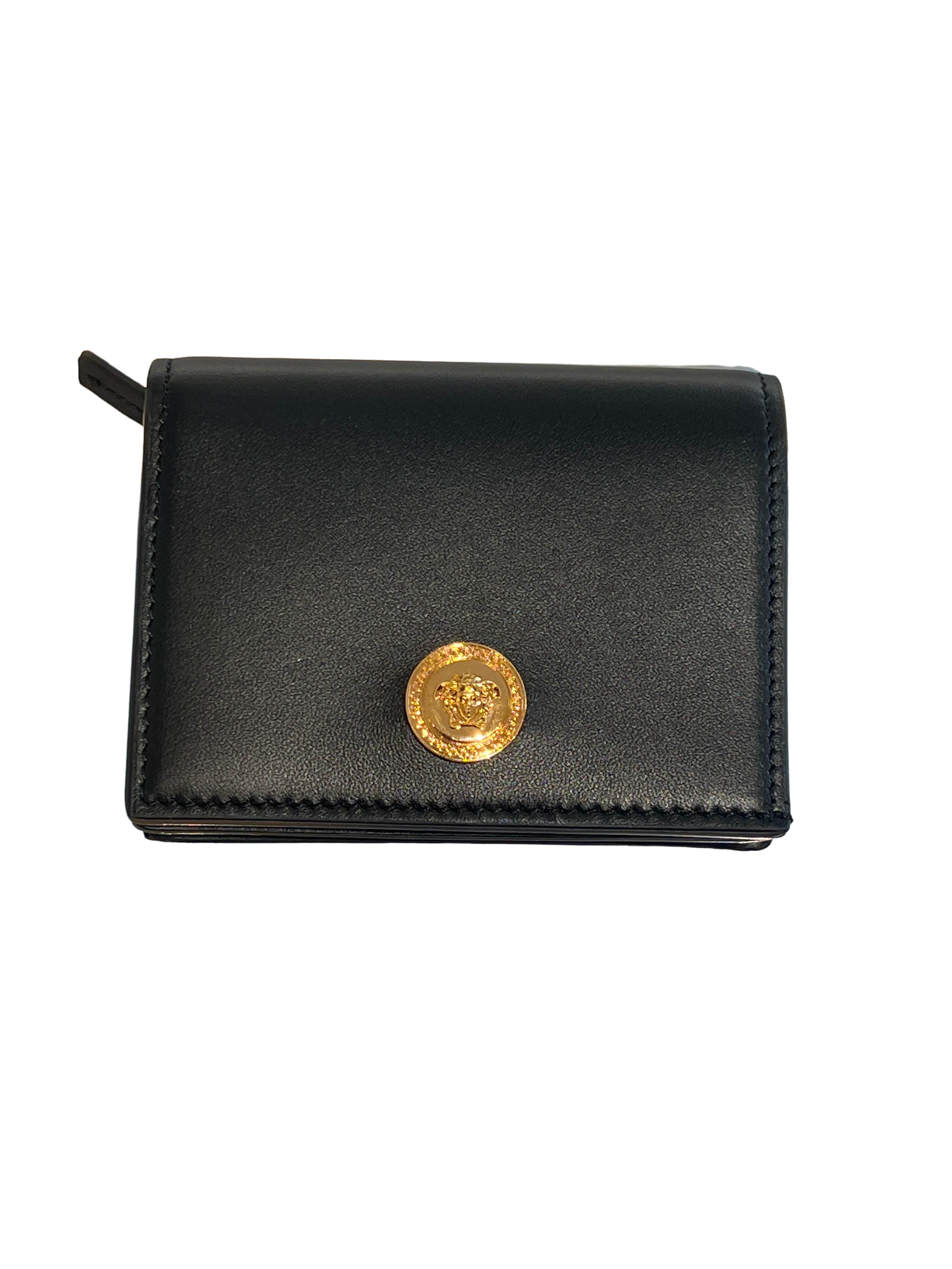 【Versace Outlet】Small Wallet Calf Leather + Me  黑